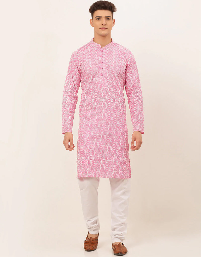Baby Pink Kurta Pure Cotton Churidar Set for Women - Comfortable Traditional Indian Outfit for Festivals, Weddings & Casual Wear
