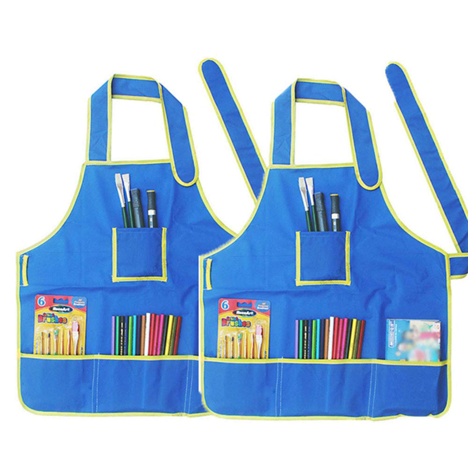 Swovo 2 Pack Kids Waterproof Art Smock - Painting Apron for Children, DIY Drawing & Craft Learning - Perfect for Preschool, Kindergarten & Home Art Activities (Blue & Red)