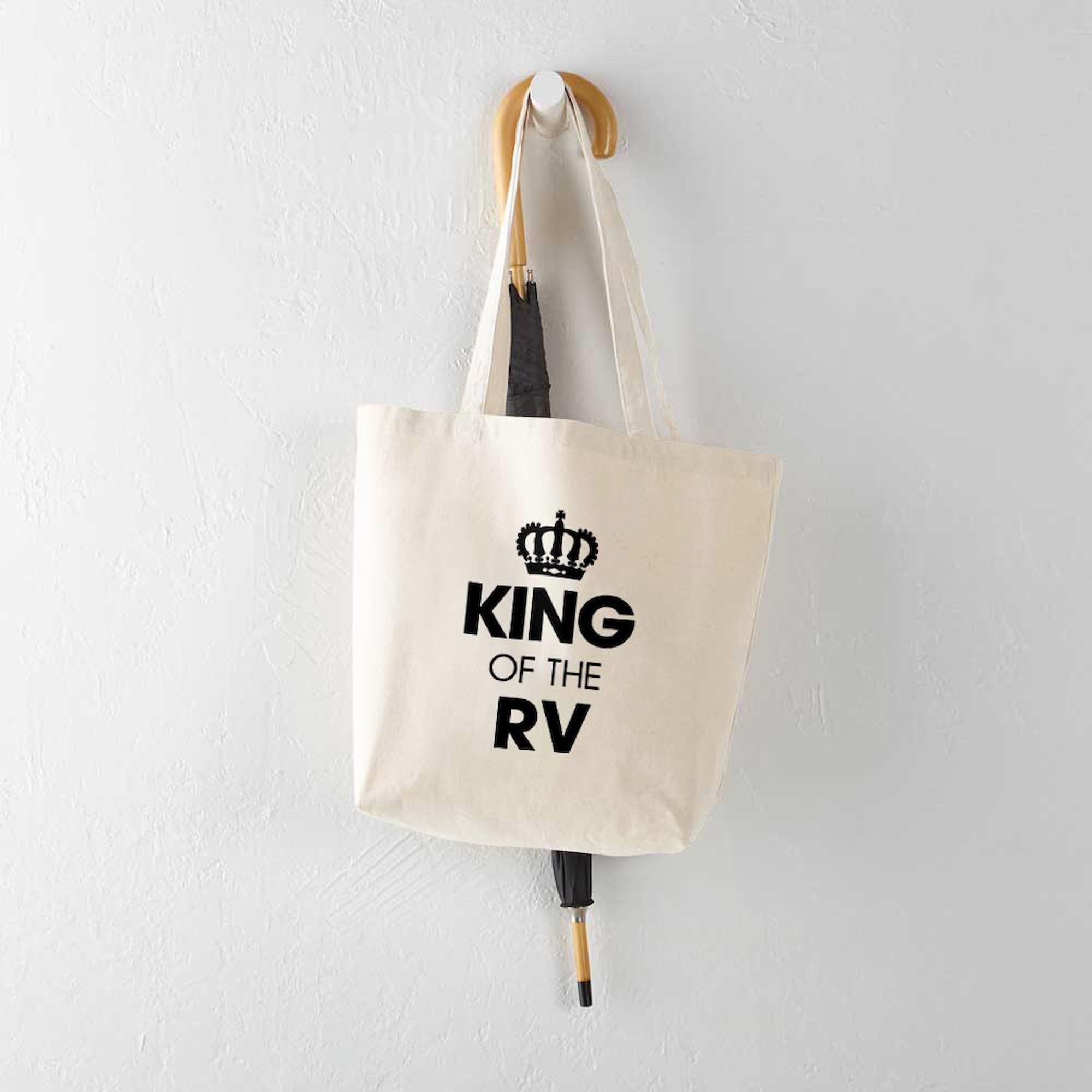 King Of The RV Natural Canvas Tote Bag - Eco-Friendly Reusable Shopping Bag for Groceries, Beach & Camping Trips