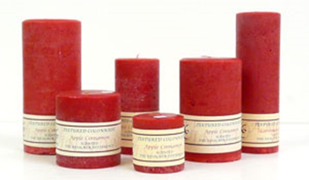 Apple Cinnamon Scented 3x6 Inch Textured Pillar Candles - Perfect for Fall Decor, Thanksgiving Centerpieces & Cozy Home Ambiance