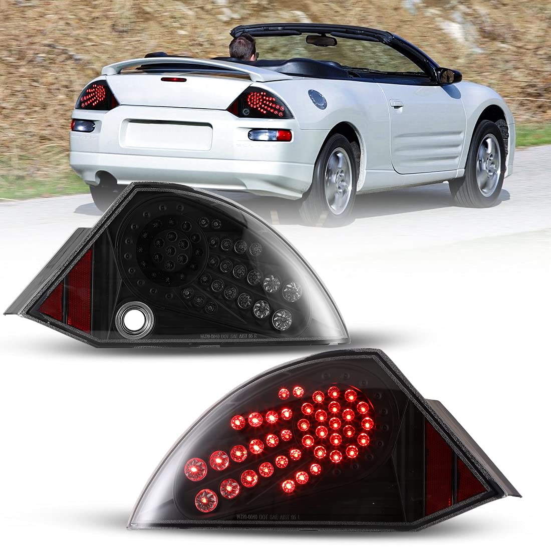 Nixon Offroad LED Tail Lights Assembly for 2000-2005 Mitsubishi Eclipse - Pair with LED Turn Signal, Brake Lights & DRL - HD Lenses Rear Lights (Clear Lens) - Perfect for Night Driving & Off-Road Adventures