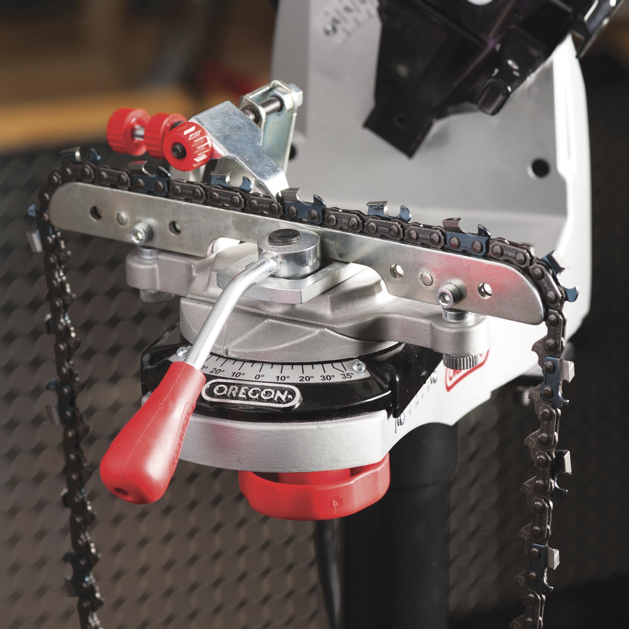 Oregon Professional 120-Volt Bench Grinder Universal Saw Chain Sharpener - Works with All Chainsaw Chains (520-120) - Perfect for Woodworking, DIY Projects & Chainsaw Maintenance