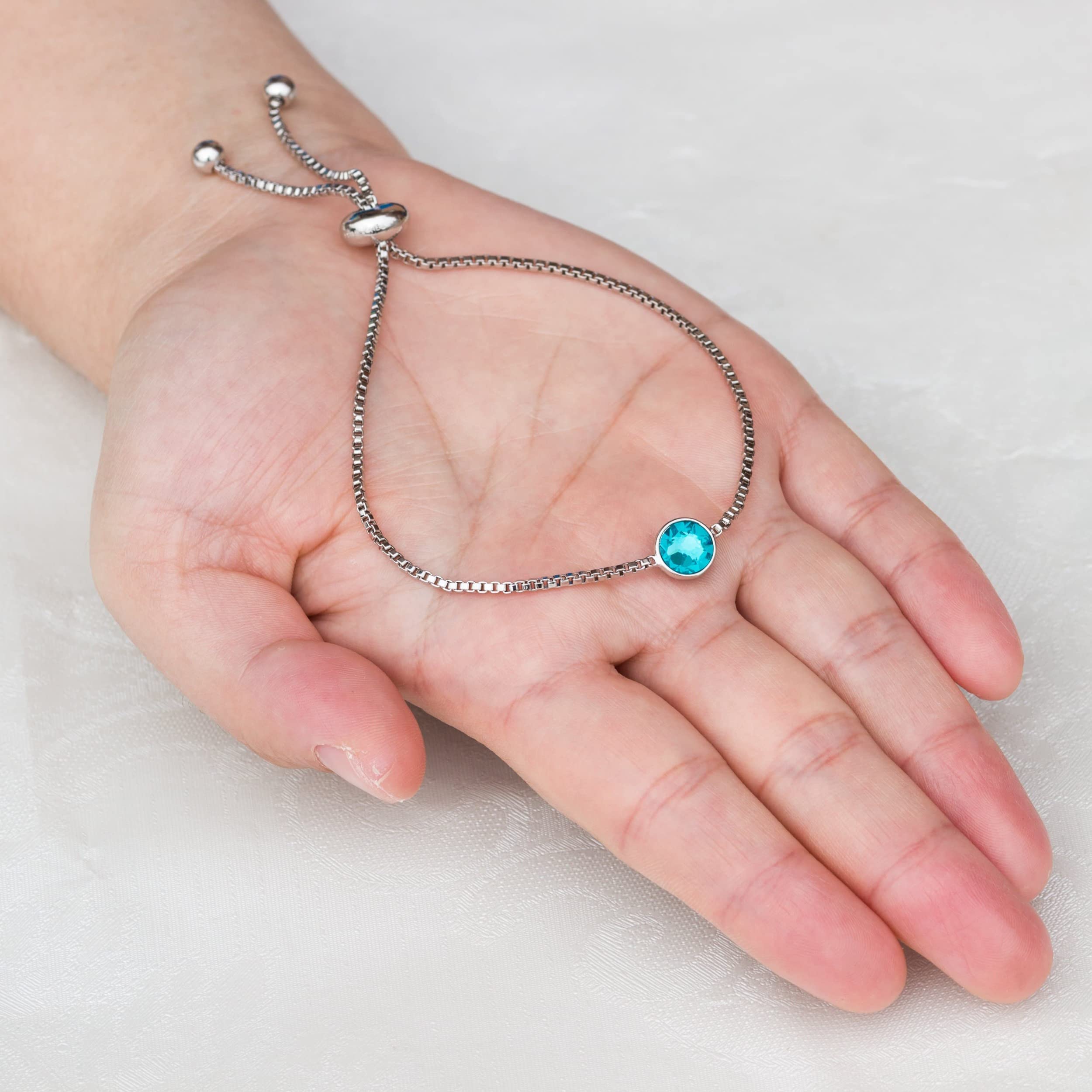 Blue Topaz Birthstone Bracelet with Zircondia® Crystals for December Gifts