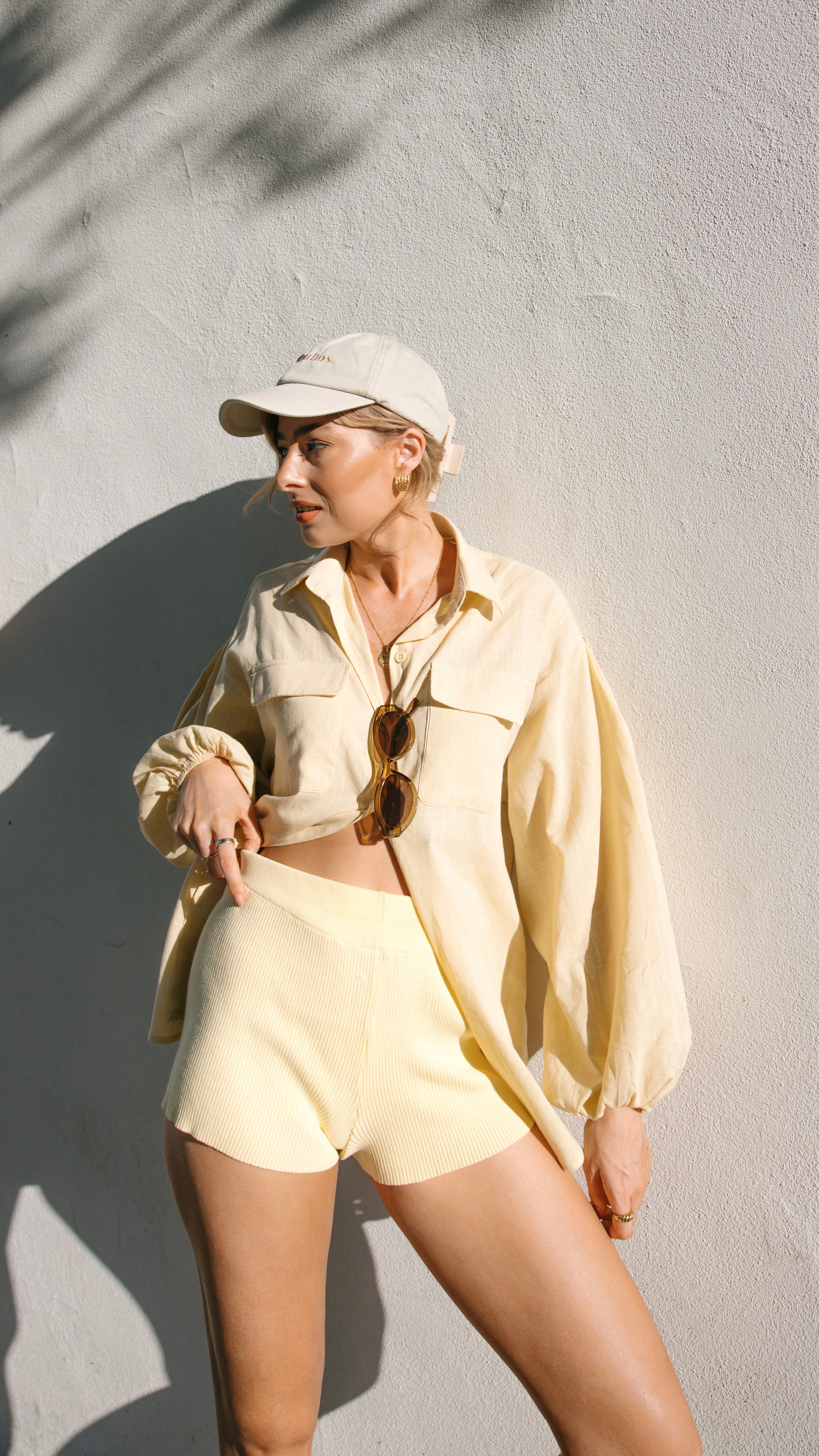 Bianca Oversized Button Up Shirt for Women - Lemon Yellow Casual Loose Fit Long Sleeve Blouse - Perfect for Work, Office, and Everyday Wear