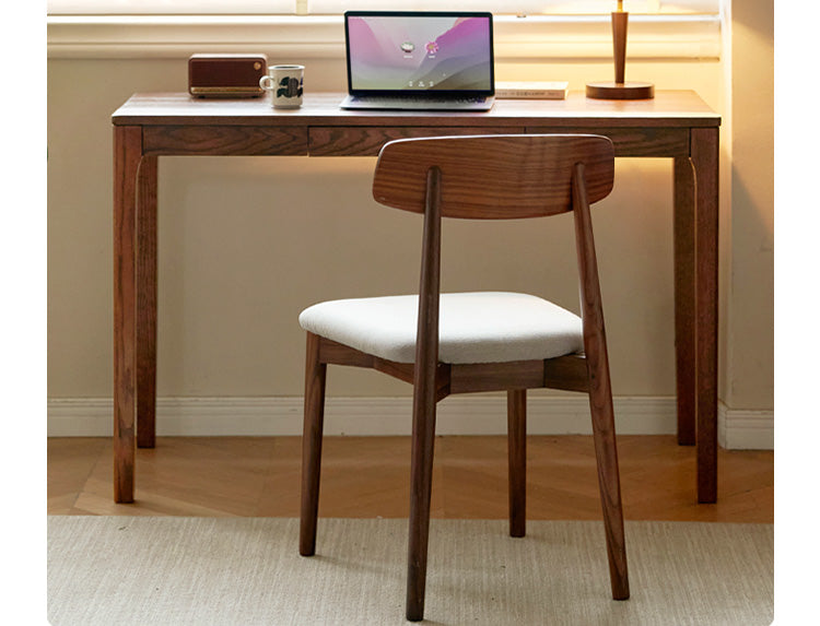 Solid Oak Wood Office Desk in Walnut Finish - Stylish & Durable Workspace Solution for Home Office, Study Room or Business