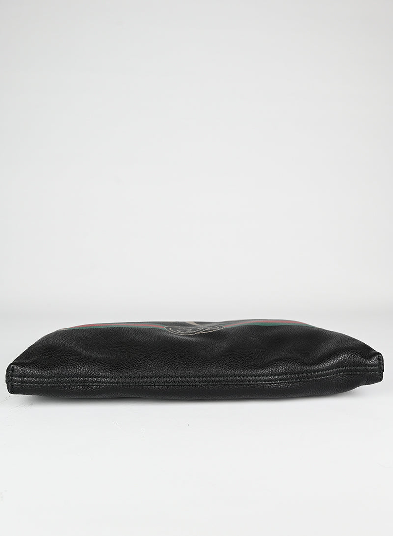 Gucci Black Leather Logo Pochette Handbag - Perfect for Evening Parties, Date Nights & Special Occasions
