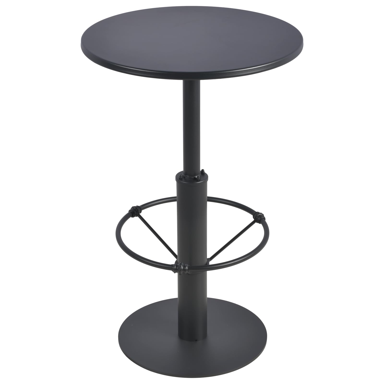LOKKHAN 37.4 Inch Rustic Industrial Bar Height Table - 23.6 Inch Round Metal Pub Table for Dining Room, Bistro & Cocktail Standing - Matte Black Finish - Perfect for Home Bars, Restaurants & Outdoor Entertaining