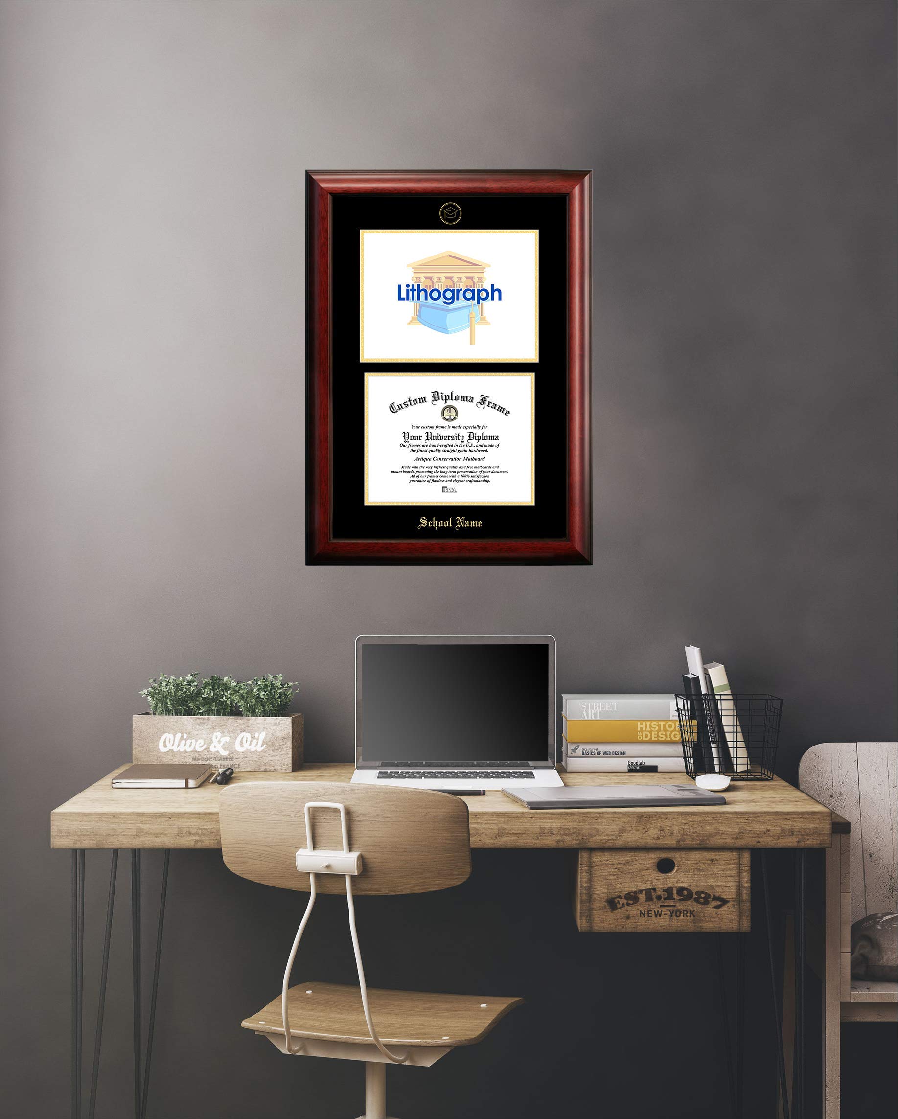 University of Wisconsin Milwaukee Diploma Frame - Gold Embossed Graduation Display with Campus Images Lithograph - Perfect for Home Office Decor & Alumni Gifts