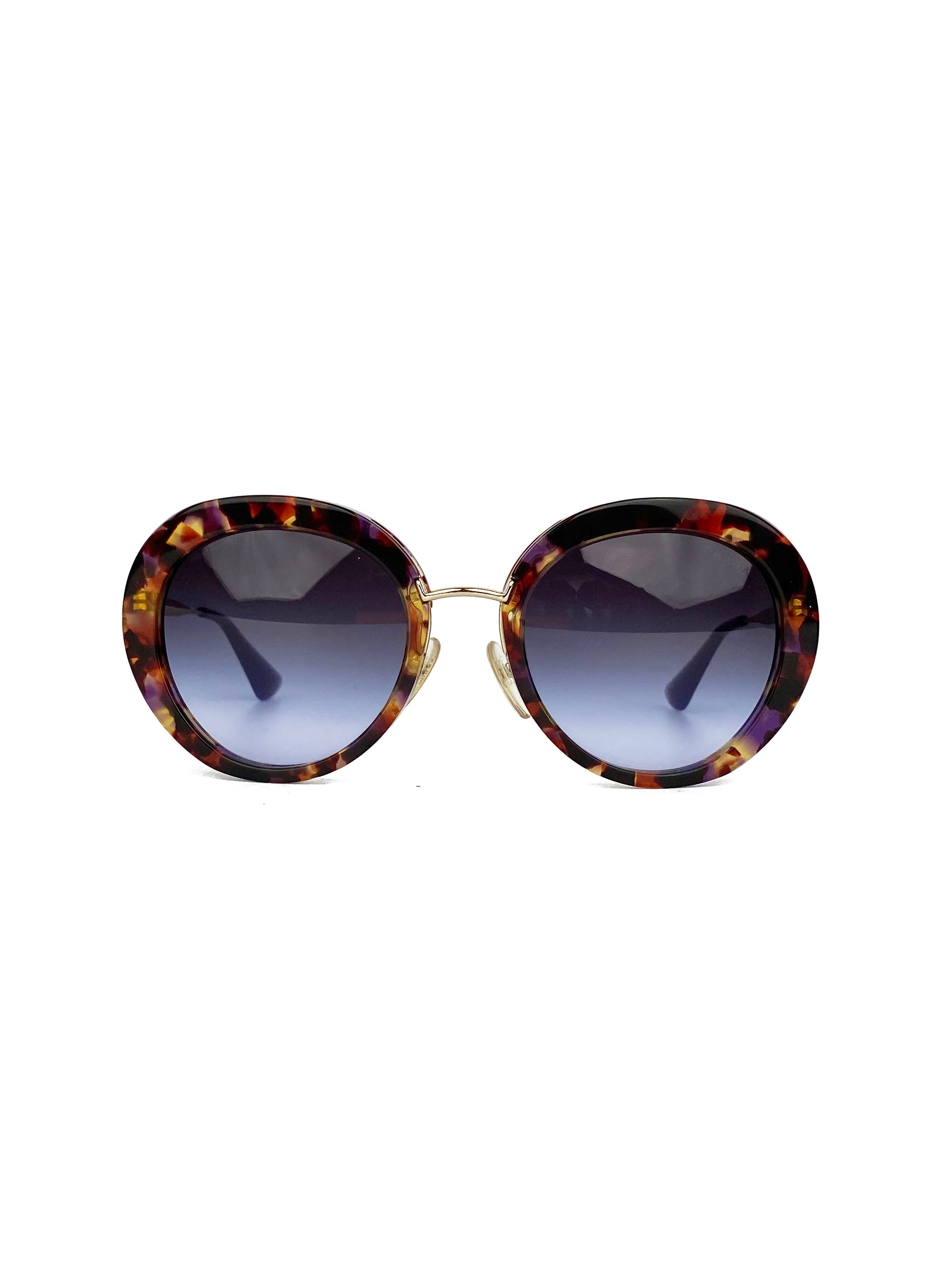 Prada SPR16Q Large Round Tortoiseshell Sunglasses for Women - Classic Designer Shades for Beach, Driving & Fashion Outfits