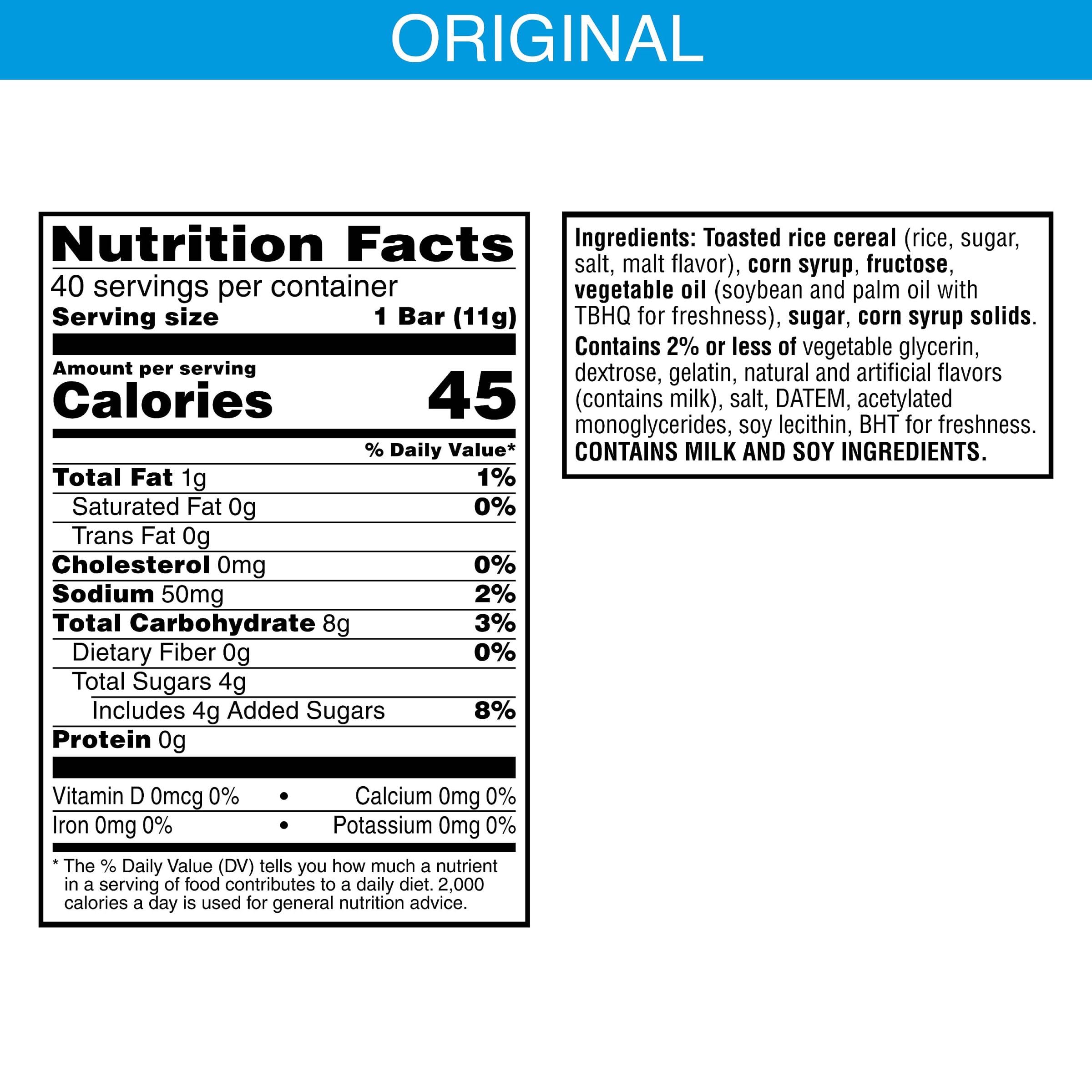 Original Rice Krispies Treats Mini Squares - 15.5oz Box (40 Bars) | Kids Snacks, School Lunch, After-School Treats, Birthday Party Favors & On-The-Go Snacking