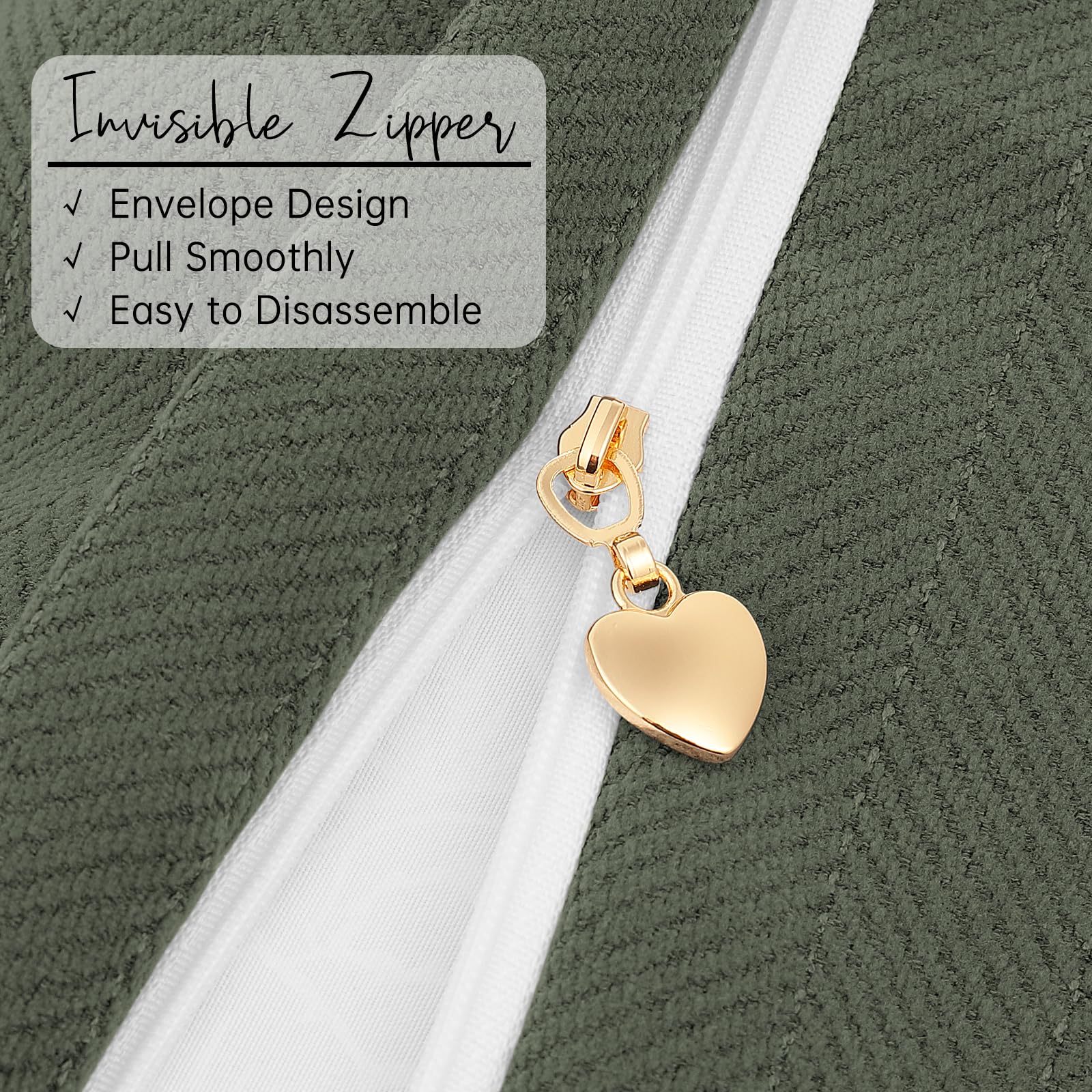 Premium Chenille Throw Pillow Covers Set of 2 - 22x22 Inch Soft Luxury Decorative Pillowcases in Army Green for Sofa, Bedroom & Home Decor | Perfect for Living Room, Bedding & Cozy Home Styling