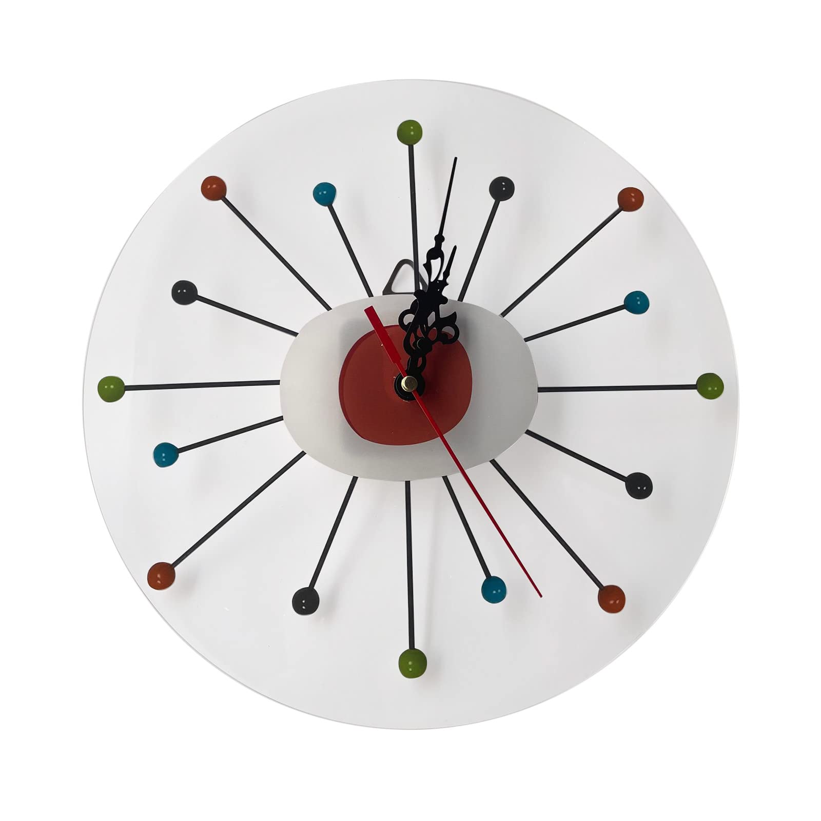 Vintage Stained Glass Wall Clock - Handcrafted Color Etched Lucite & Formica Hanging Decor for Home, Office, or Gift - Perfect for Living Room, Bedroom & Kitchen Wall Art