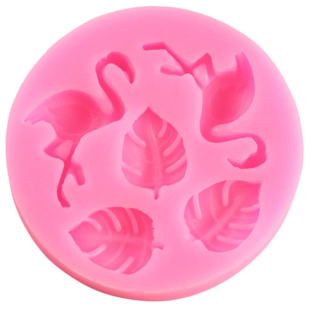Premium Non-Stick Silicone Baking Mold - 5 Cavity Flamingo Leaf Design for Cookies, Chocolate, Gummy Candy & Ice Cream | DIY Cake Topper & Dessert Decoration | Perfect for Home Baking, Party Treats & Holiday Desserts