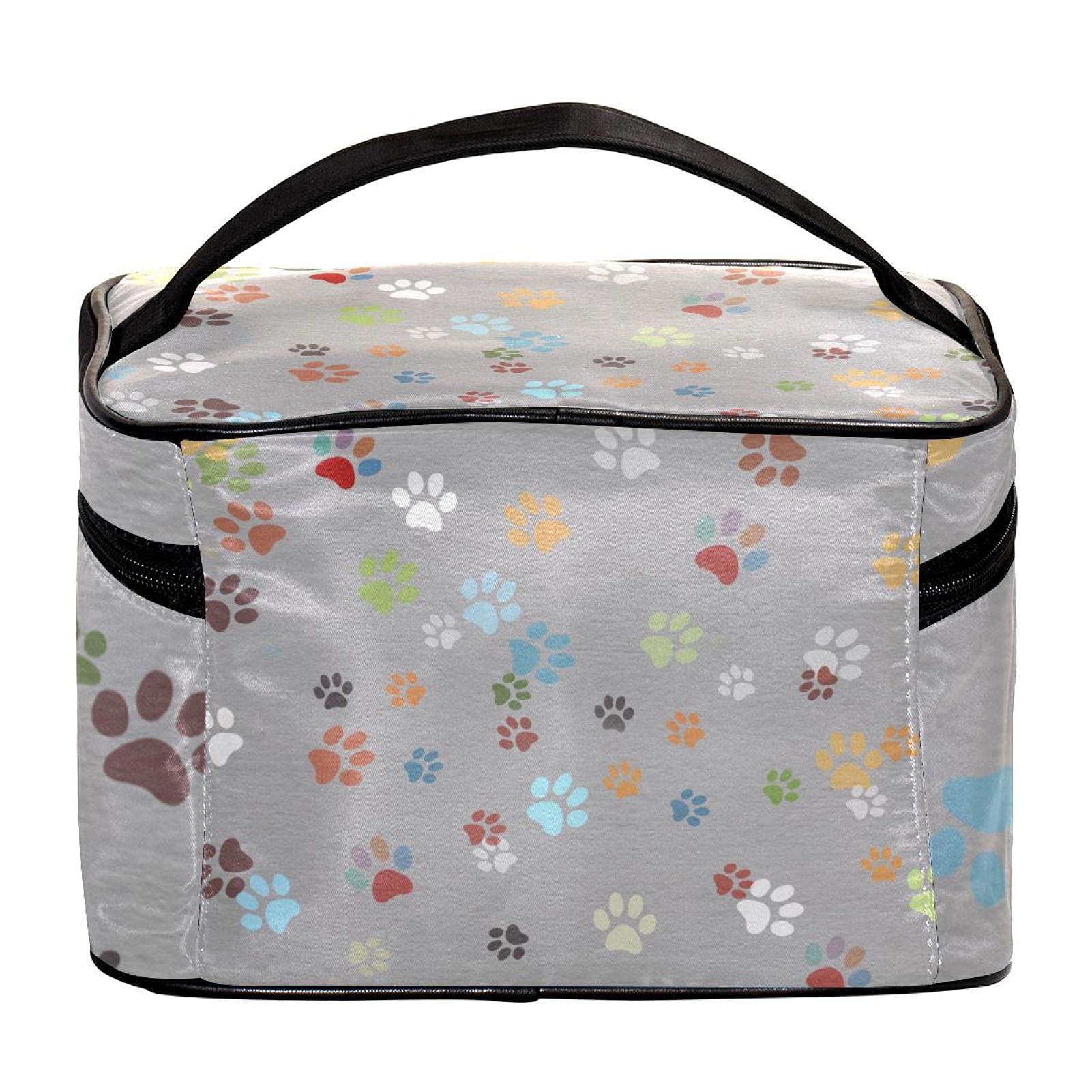 Colorful Cat & Dog Paw Print Travel Makeup Bag - Large Cosmetic Organizer with Zipper for Women & Girls | Perfect for Travel, Gym, Beach & Daily Essentials Storage