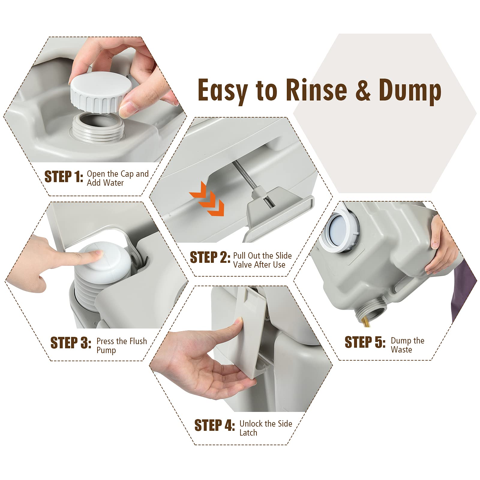GYMAX Portable Toilet for Camping & RV Travel - 5.3 Gallon Leak-Proof Flushable Toilet with Waste Tank | Ideal for Outdoor, Boating, Hiking & Emergency Use