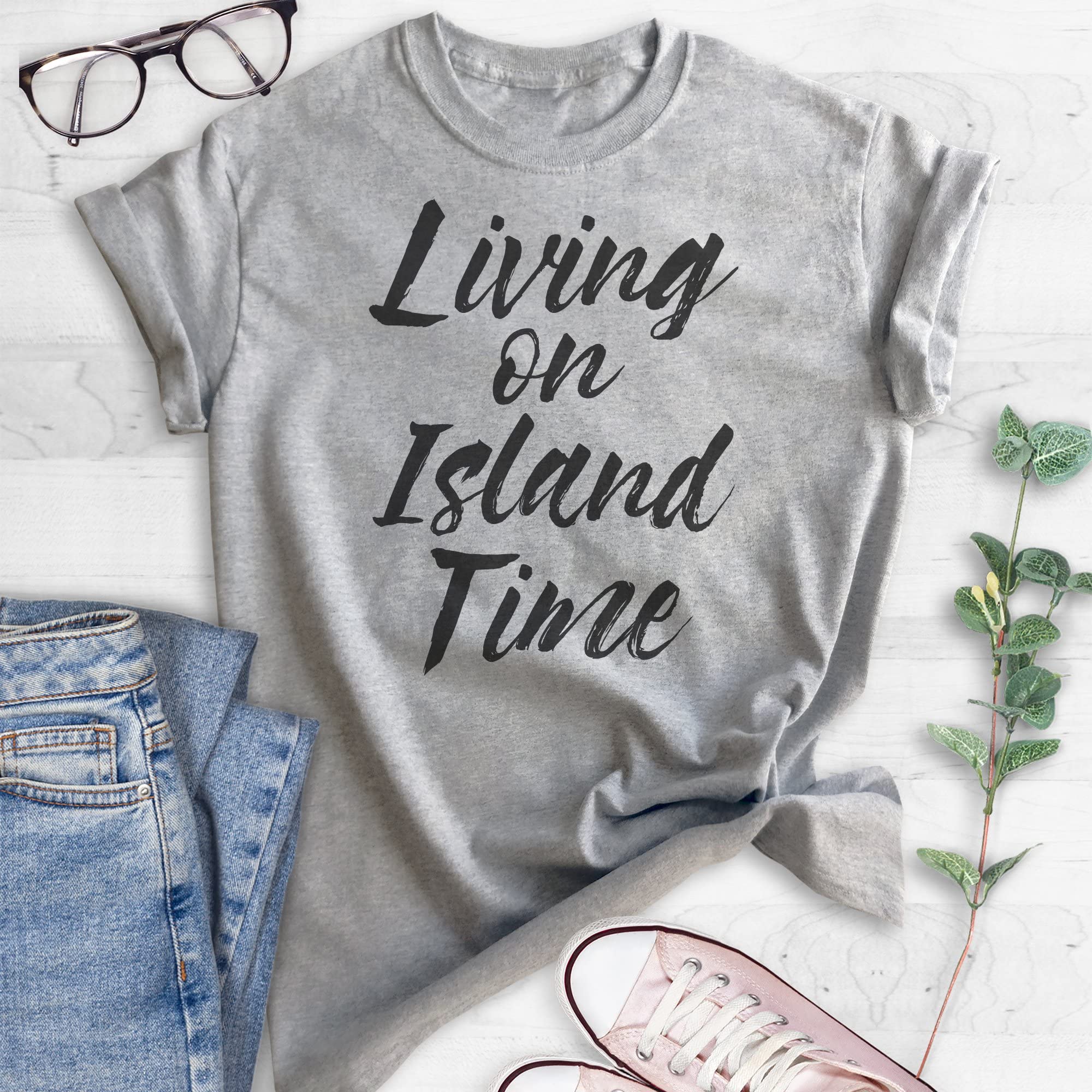 Living On Island Time T-Shirt - Unisex Beach Vacation Shirt for Men & Women | Perfect for Tropical Getaways, Summer Holidays & Relaxing by the Ocean