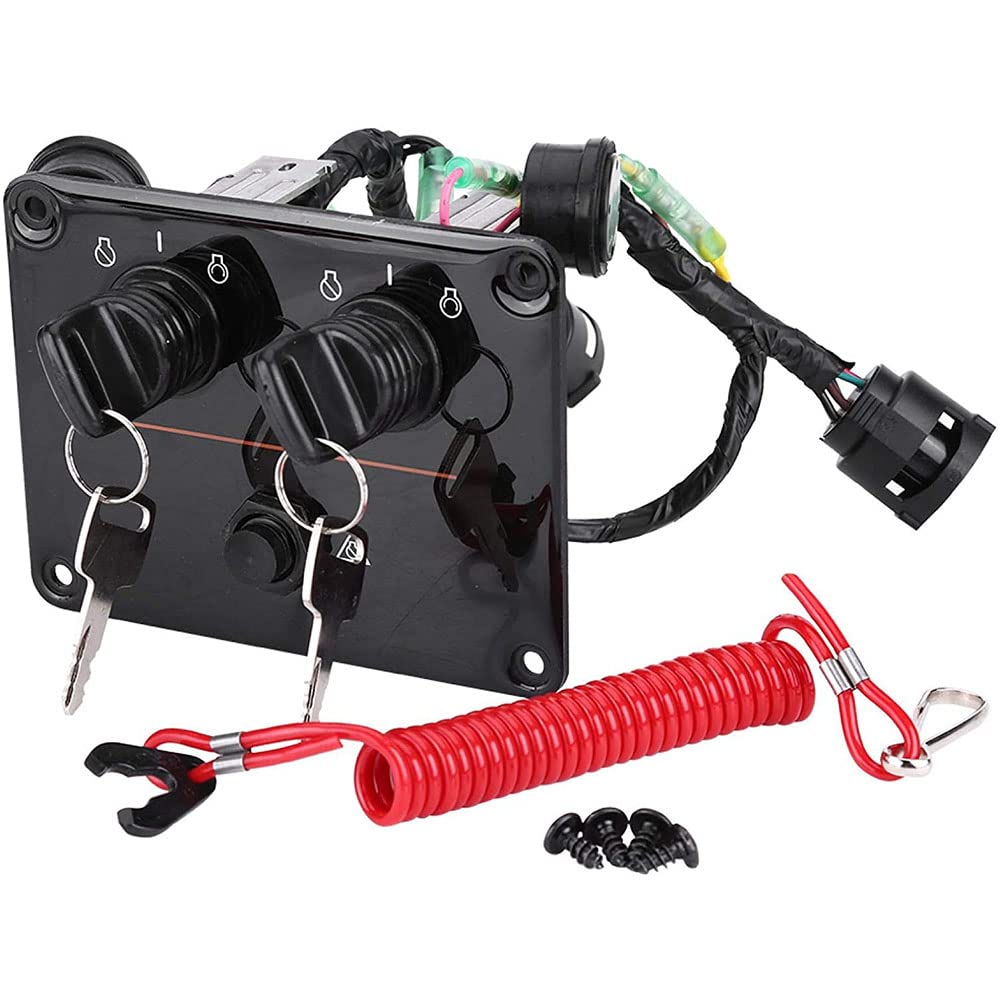 12V Marine Switch Panel - Dual Engine Key Switch Panel Assembly for Yamaha Outboard Motors (6K1-82570-08-00) - Perfect for Boat Control & Engine Management Systems