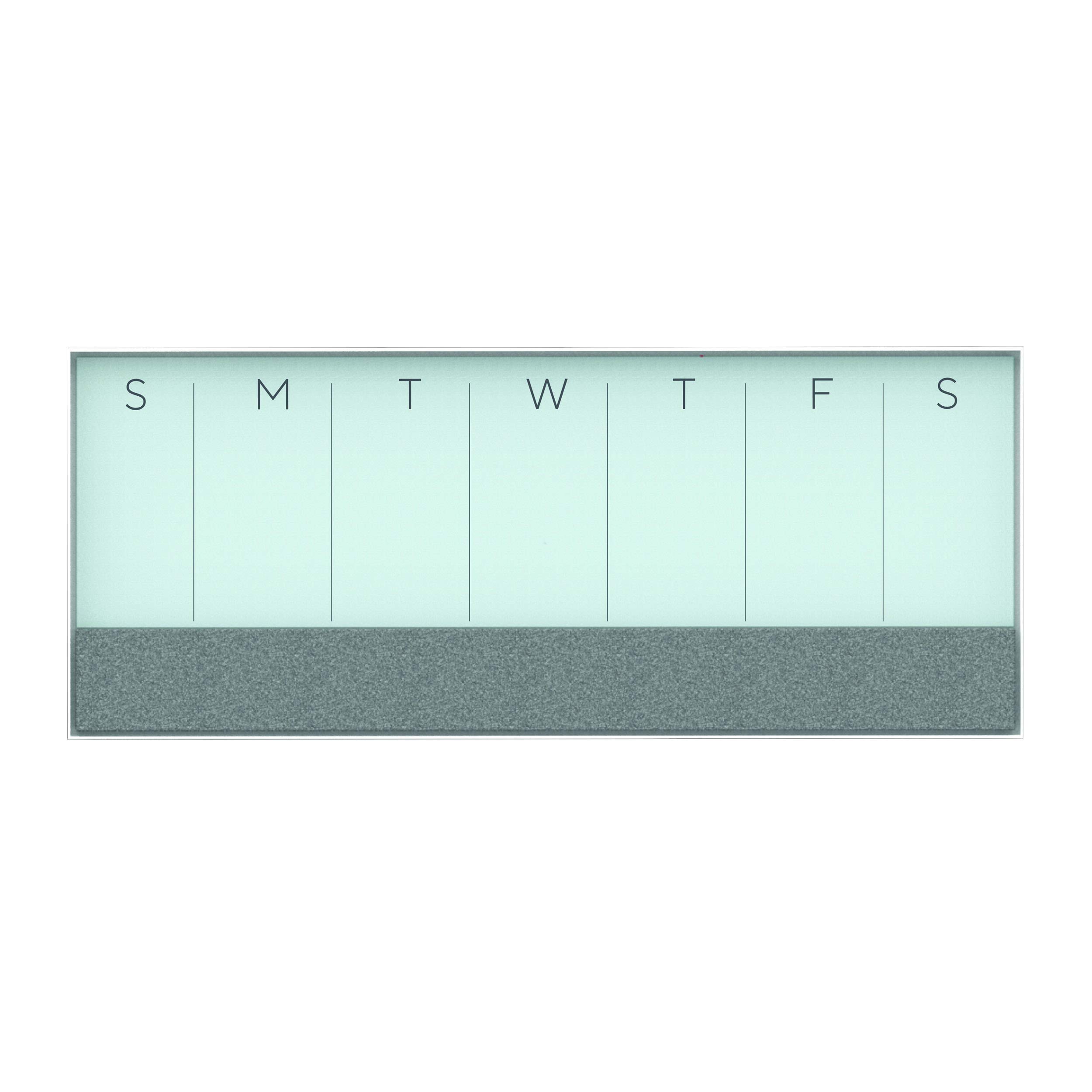 Magnetic Weekly Calendar Glass Dry Erase Board - 15.25 x 35 Inches White Aluminum Frame - Works with High Energy Magnets - Perfect for Office, Home, or Classroom Organization (3199U00-01)