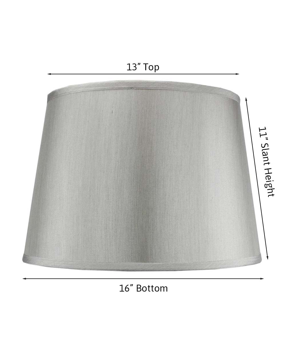 16W x 11H Silver Grey Hardback Lamp Shade - Classic Drum Shape for Table & Floor Lamps - Perfect for Living Room, Bedroom, or Office Lighting Decor