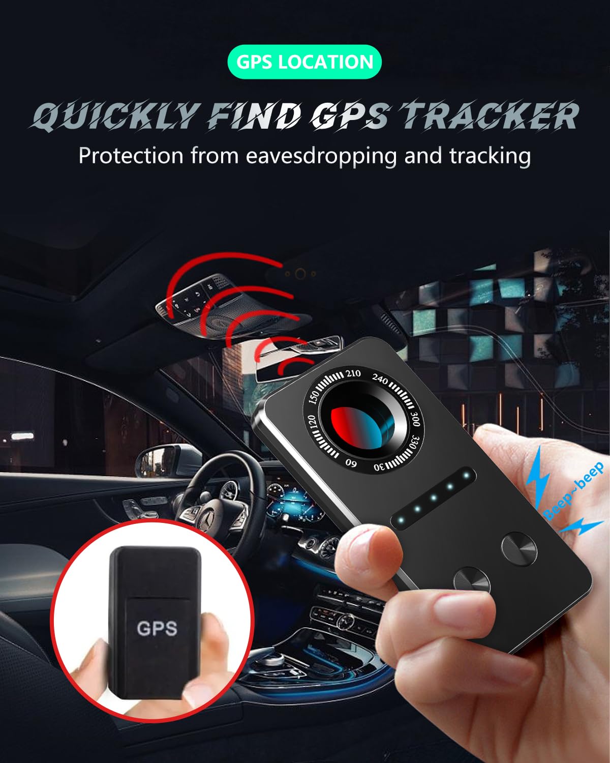 **Hidden Camera Detector & Bug Detector - Anti Spy RF Device for GPS Tracker & Eavesdropping Detection in Office, Hotel, Bathroom & Car - Professional Security Gadget for Privacy Protection**