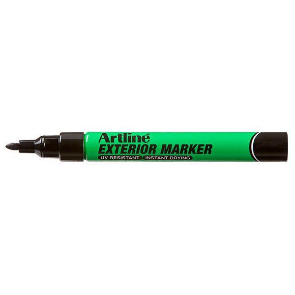Artline Exterior Permanent Markers - 12 Pack, Bullet Tip, Black Ink - Ideal for Outdoor Signs, Labeling, and DIY Projects