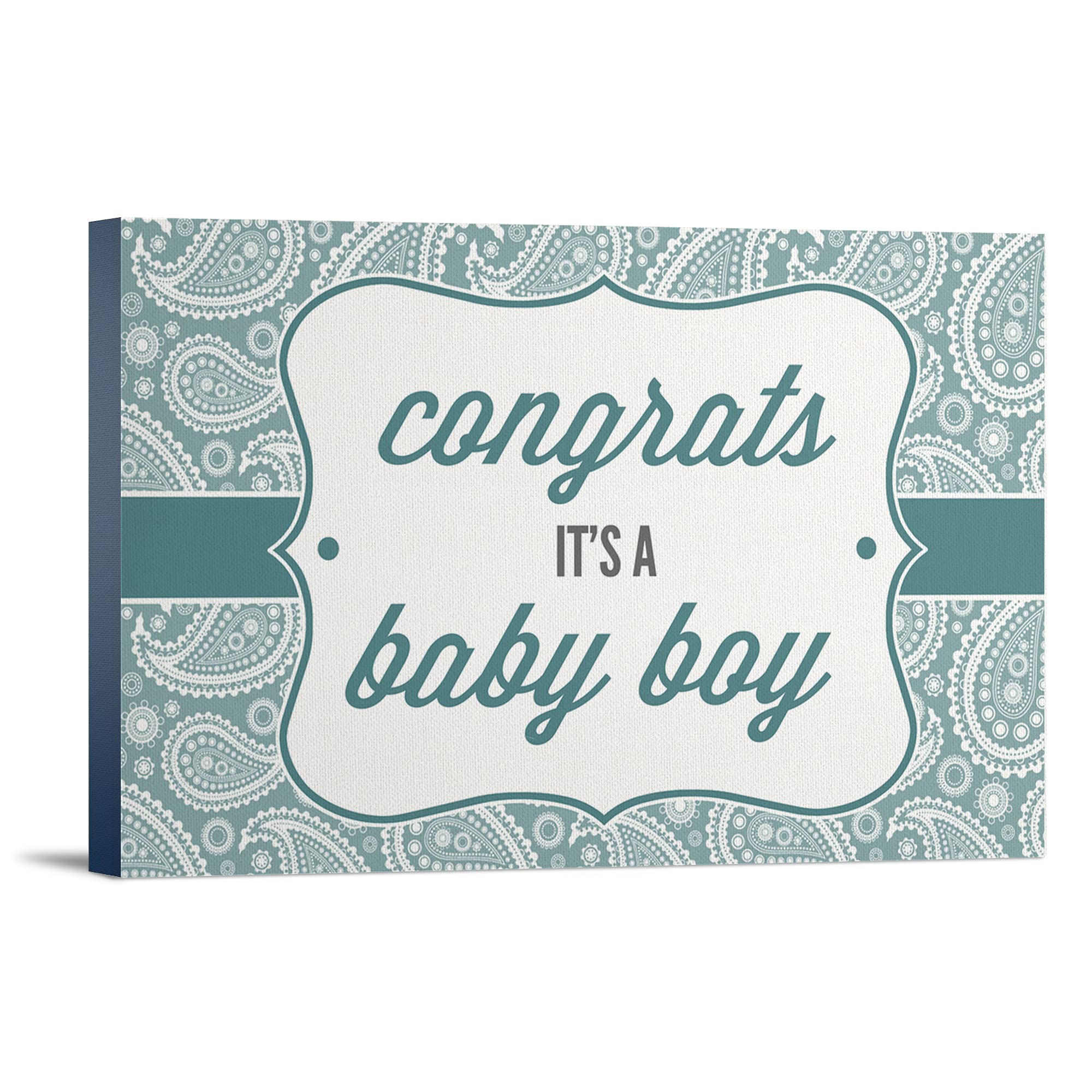 Lantern Press 'Congrats, It's a Baby Boy' 16x24 Wrapped Canvas Wall Art - Nursery Decor, Baby Shower Gift, Newborn Room Decoration