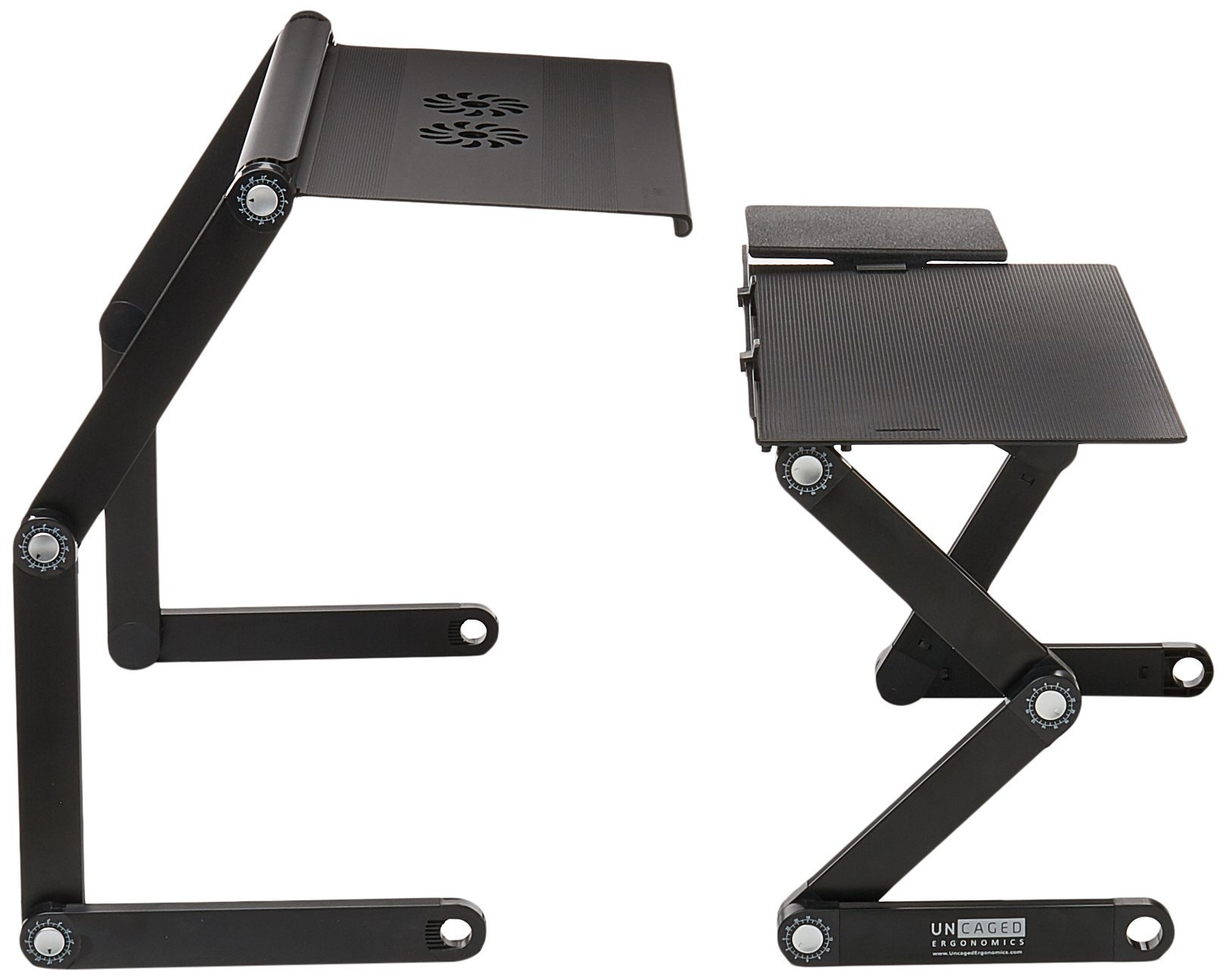 Adjustable Standing Desk Converter with 2 Cooling Fans & 3 USB Ports - Ergonomic Sit to Stand Riser for Monitor & Laptop - Height & Angle Adjustable Workstation for Home Office, Gaming & Study