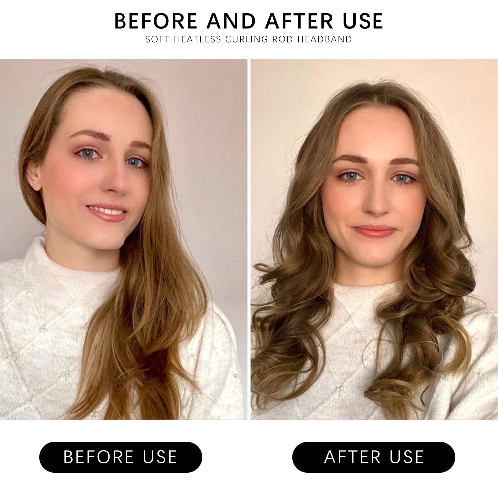 TutorLSHOP Heatless Hair Curlers for Women - No Heat Silk Curling Headband with Soft Foam, Flexi Rods & Curling Ribbon - Natural Wavy Curls for Long & Medium Hair - DIY Hair Styling Tools for Overnight Curls, Wedding, Party & Everyday Hairstyles