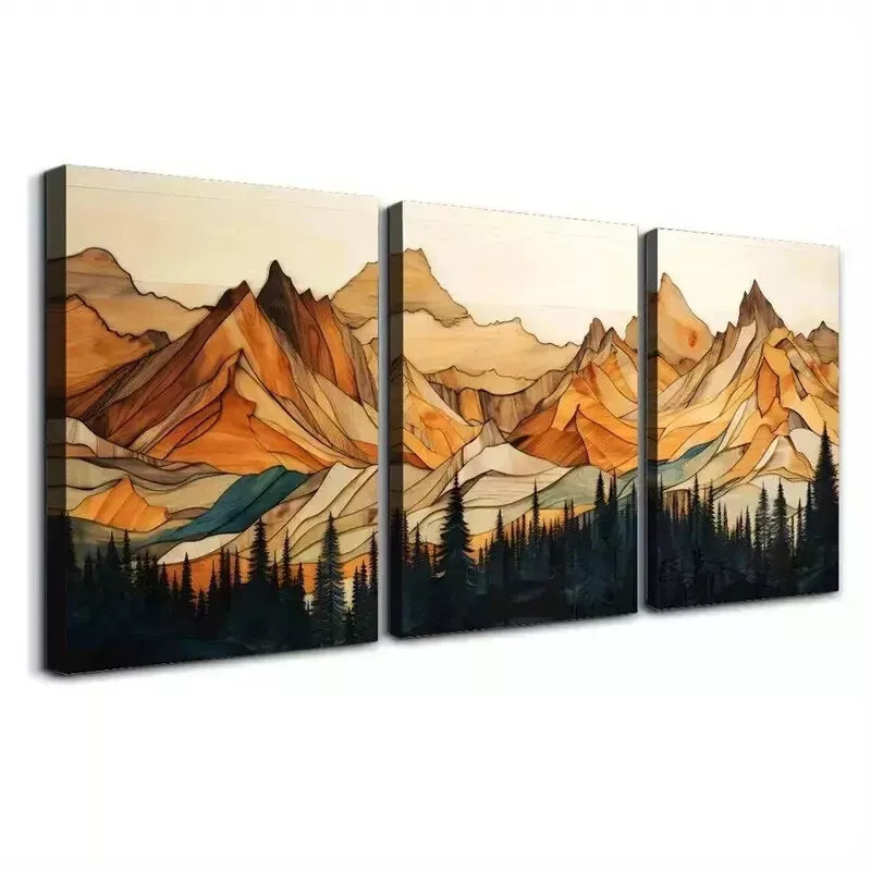 3-Piece Mountain Forest Landscape Wall Art Set - Framed Canvas Prints 50x70cm - High Quality Australian Made - Ready to Hang - Perfect for Living Room, Bedroom & Office Decor