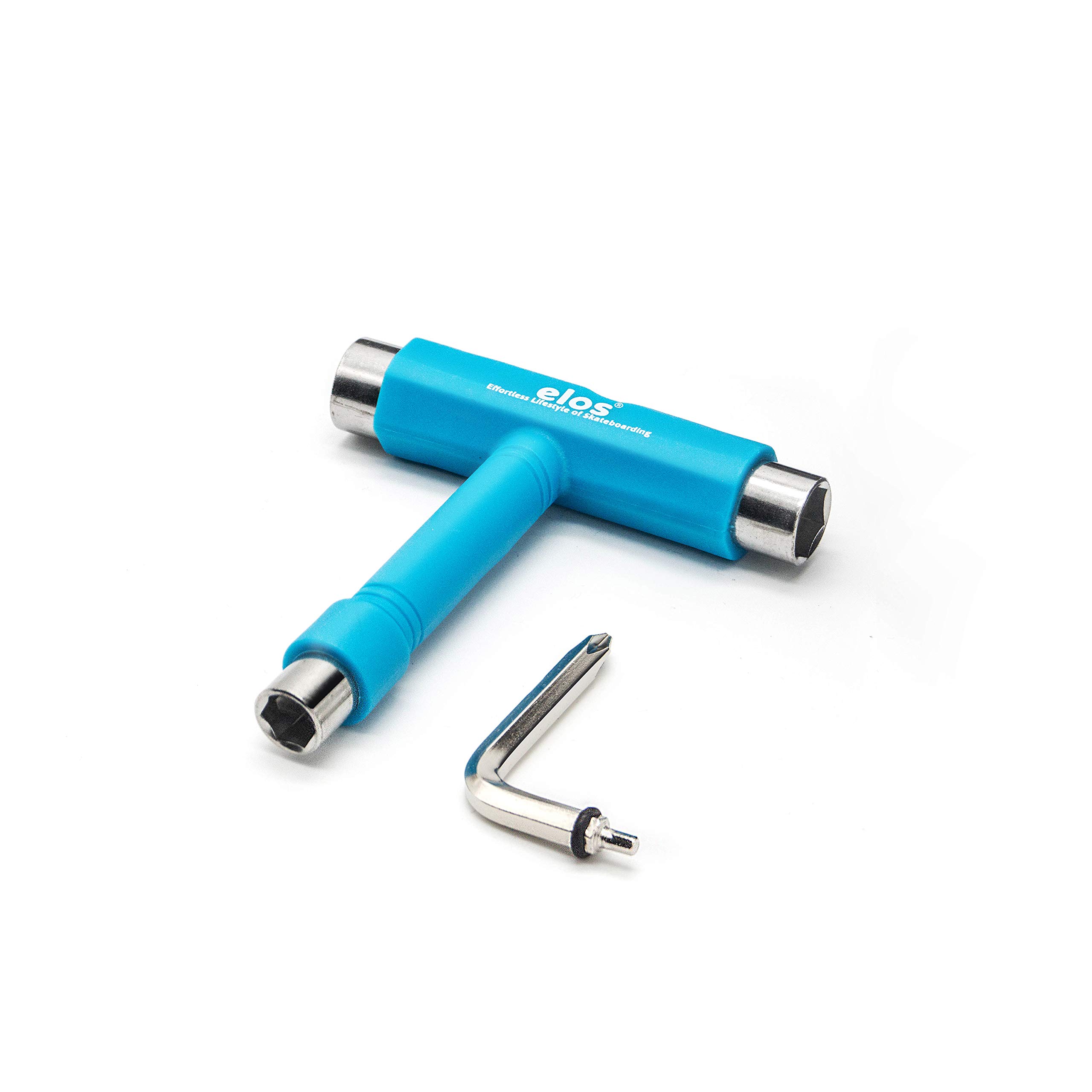ELOS All-in-One Skate Tool for Skateboard, Longboard & Roller Skates - 4oz Multi-Function Hardware Kit with Allen Key & Phillips Head Wrench - Perfect for Adjusting Trucks, Wheels & Bearings On The Go