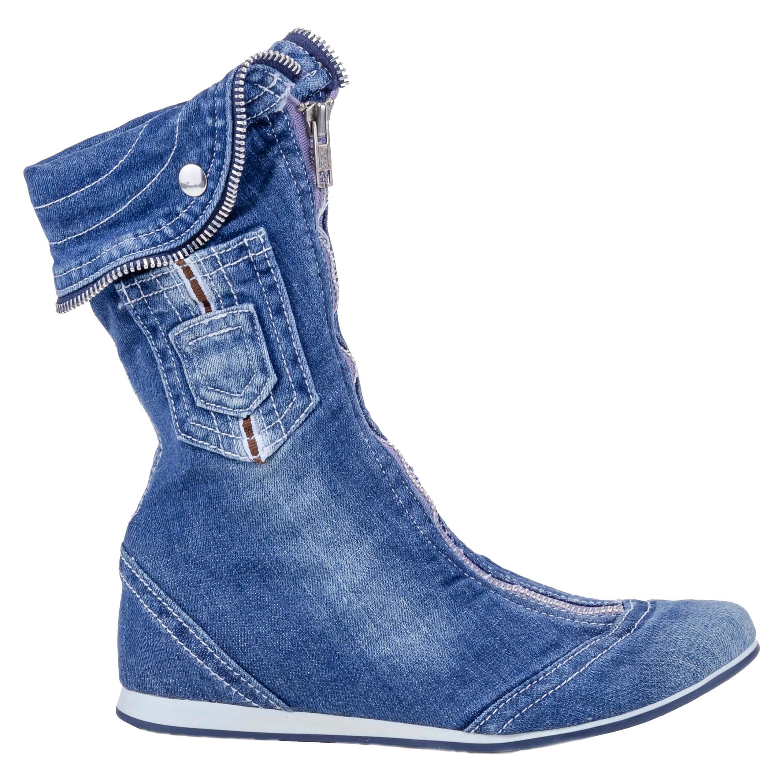 Handmade Women's Fashion Boots - Sexy High Heel Ankle Boots, Sports Style Winter Boots, Blue Jeans Boots for Casual Wear & Birthday Gifts | Perfect for Night Out, Dating & Office Outfits