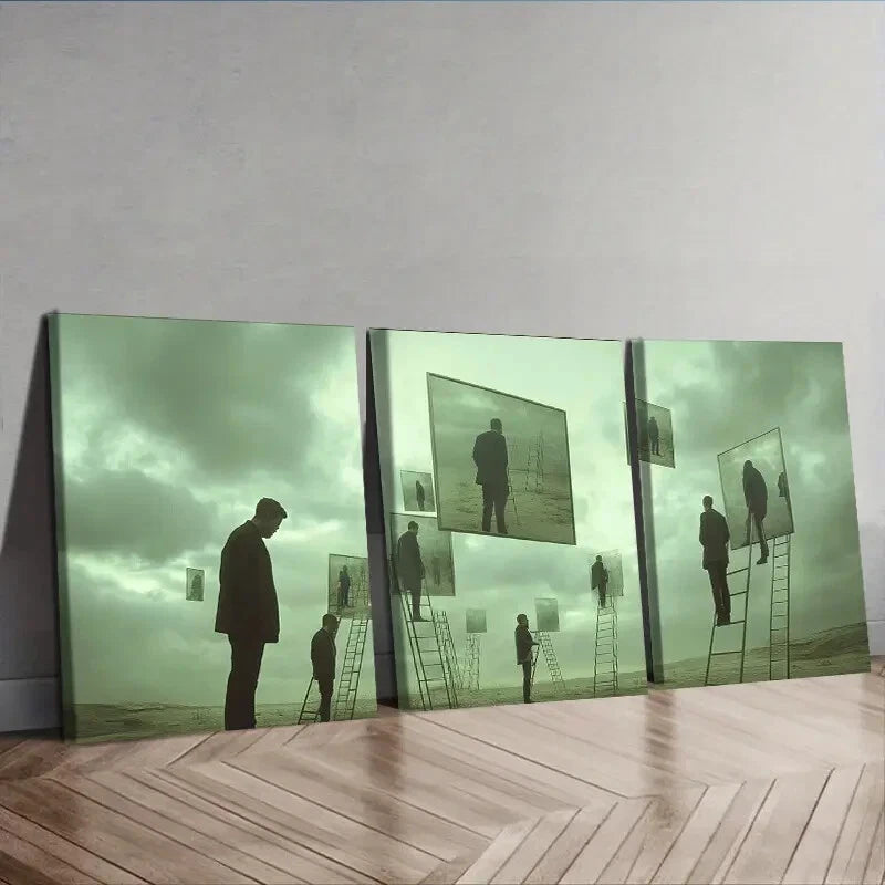 3-Piece Surreal Film Painting Wall Art Set - Framed Canvas 40x60cm (16x24in) | High Quality Print | 100% Australian Made | Ready to Hang | Modern Home & Office Decor | Perfect for Living Room, Bedroom or Gallery Wall