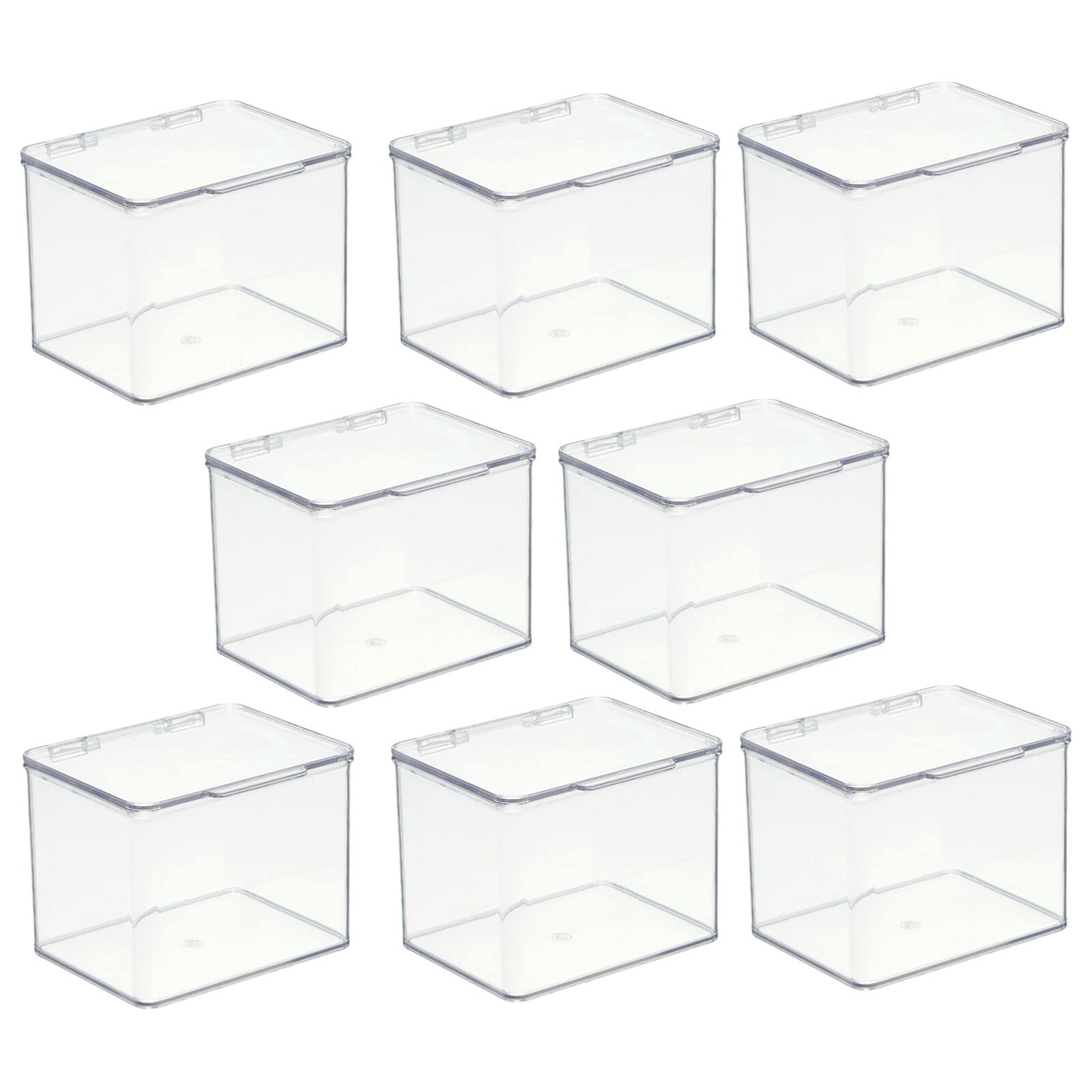 mDesign Clear Plastic Playroom & Gaming Storage Organizer Boxes with Hinged Lids - 8-Pack Toy Organizer for Shelves & Cubbies - Holds Blocks, Puzzles, Markers, Game Controllers - Perfect for Kids' Rooms, Playrooms & Game Stations (Lumiere Collection)