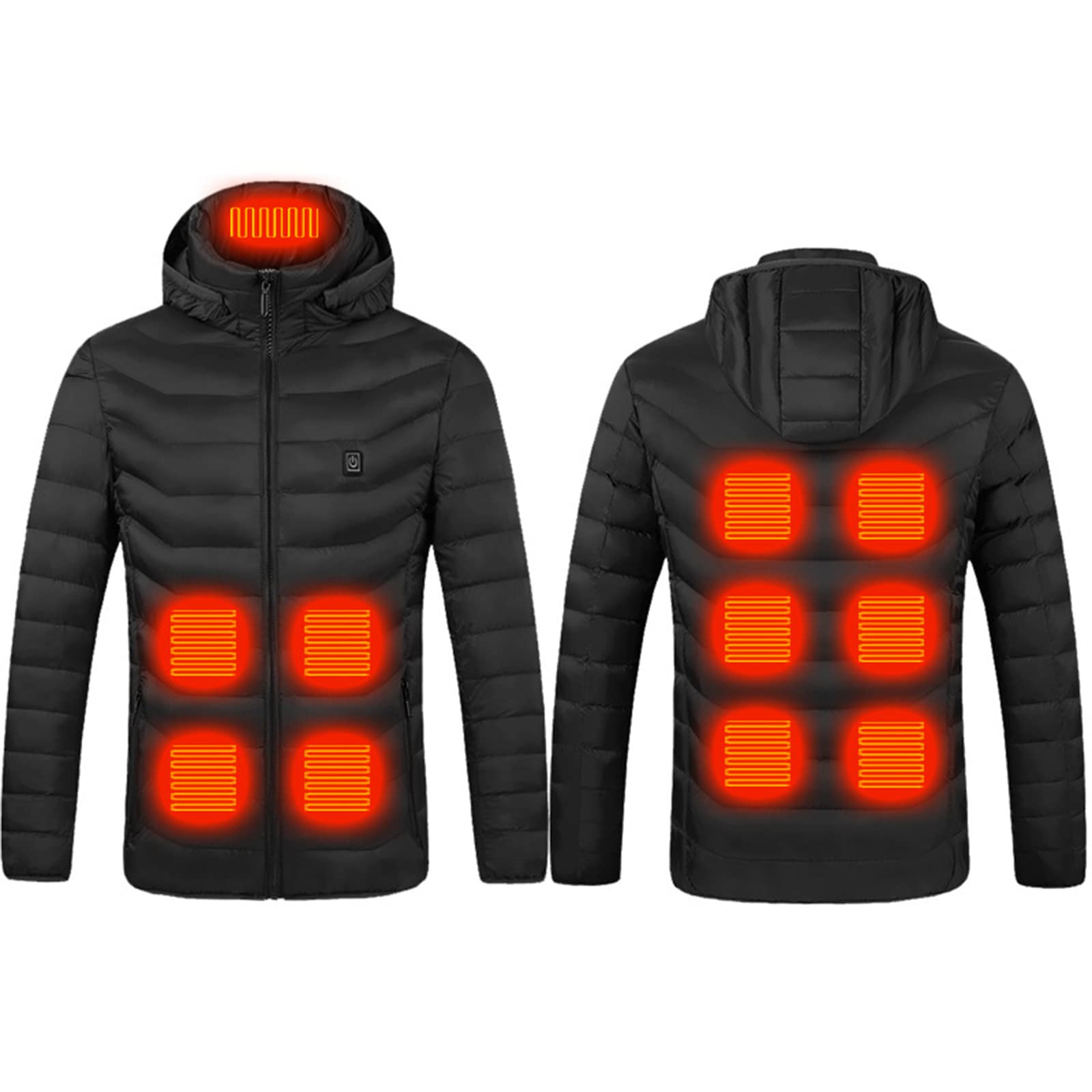 Bewinch USB Heated Jacket for Men - Lightweight Electric Body Warmer with 11 Heating Zones & Removable Hood | Winter Outdoor Activities, Hiking, Camping, Skiing