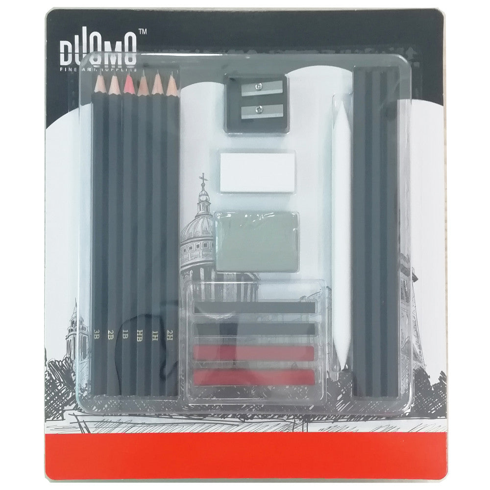 Duomo Fine Arts Complete 17-Piece Professional Sketching Set for Artists - Perfect for Drawing, Sketching & Art Classes