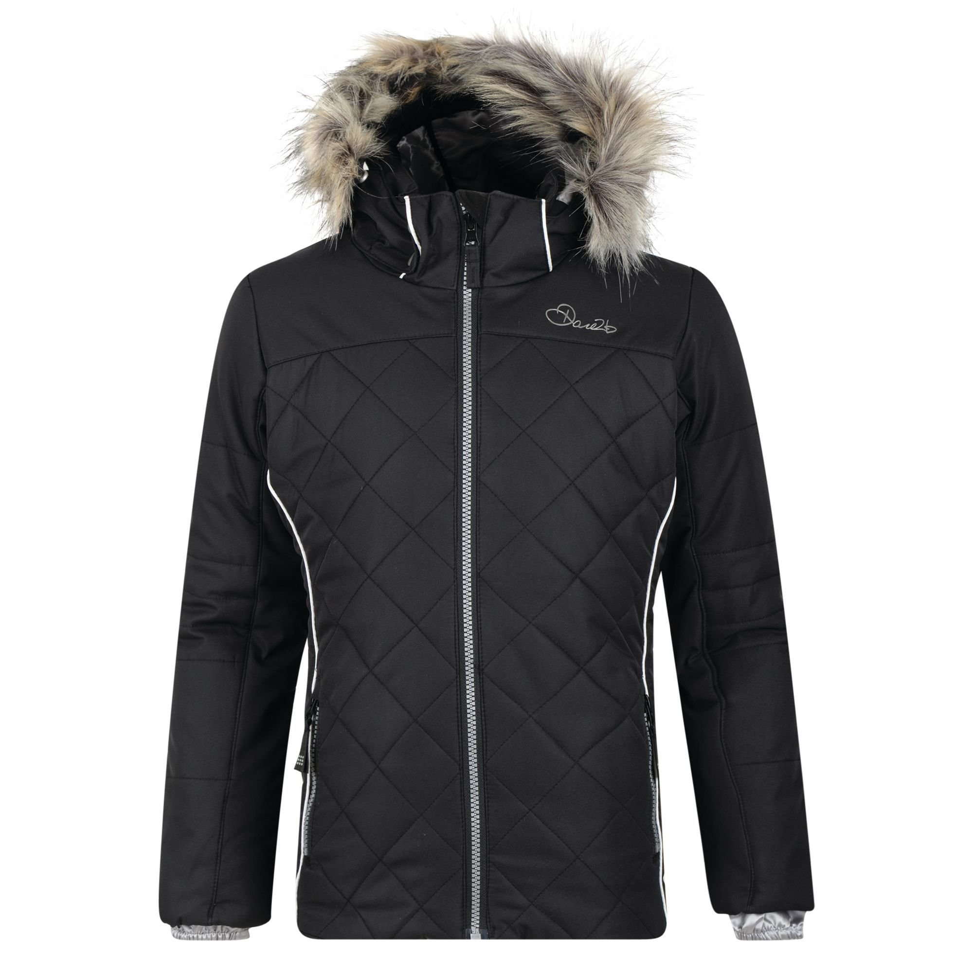 Dare 2b Girls' Waterproof Insulated Ski Jacket for Kids (7-8 Years) - Black | Warm Winter Jacket for Snowboarding & Outdoor Activities