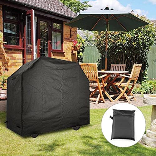 57 Inch Waterproof BBQ Grill Cover - Heavy Duty 210D Oxford Fabric, Double Layered with Air Vents & Dual Handles - Weather Resistant Gas Grill Cover (147x61x117cm, Black) for Outdoor Patio, Backyard, and Camping Use