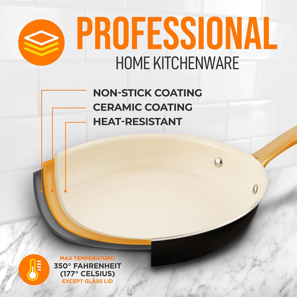 Non-Stick Frying Pan with Glass Lid - 10 Inch Skillet for Healthy Cooking, Omelets & Pancakes - Dishwasher Safe & Induction Compatible - Perfect for Home Kitchen & Camping