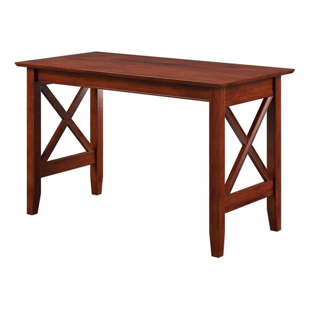 Pemberly Row Solid Wood Writing Desk in Walnut - Home Office Desk with Drawers, Modern Study Desk for Small Spaces, Perfect for Remote Work & Online Learning