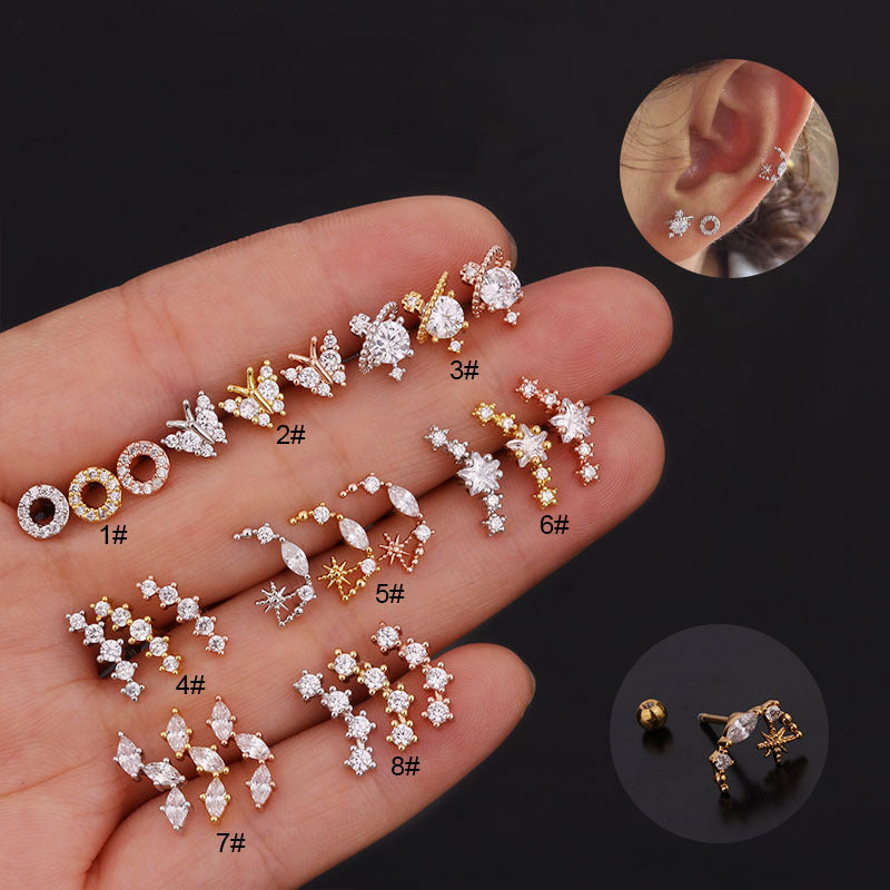20G Cartilage Tiny Stud Earrings - Moon & Star Stud Earrings for Women | HSPJ259 | Perfect for Daily Wear, Parties & Gifts