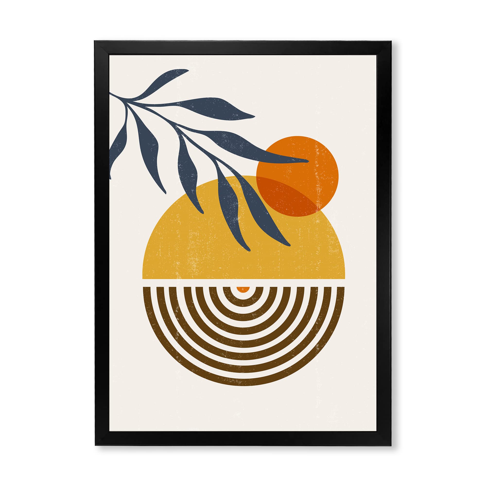 DesignQ Botanical Minimalist Leaf Abstract Shapes IV Modern Framed Wall Art - Perfect for Living Room, Bedroom & Office Decor