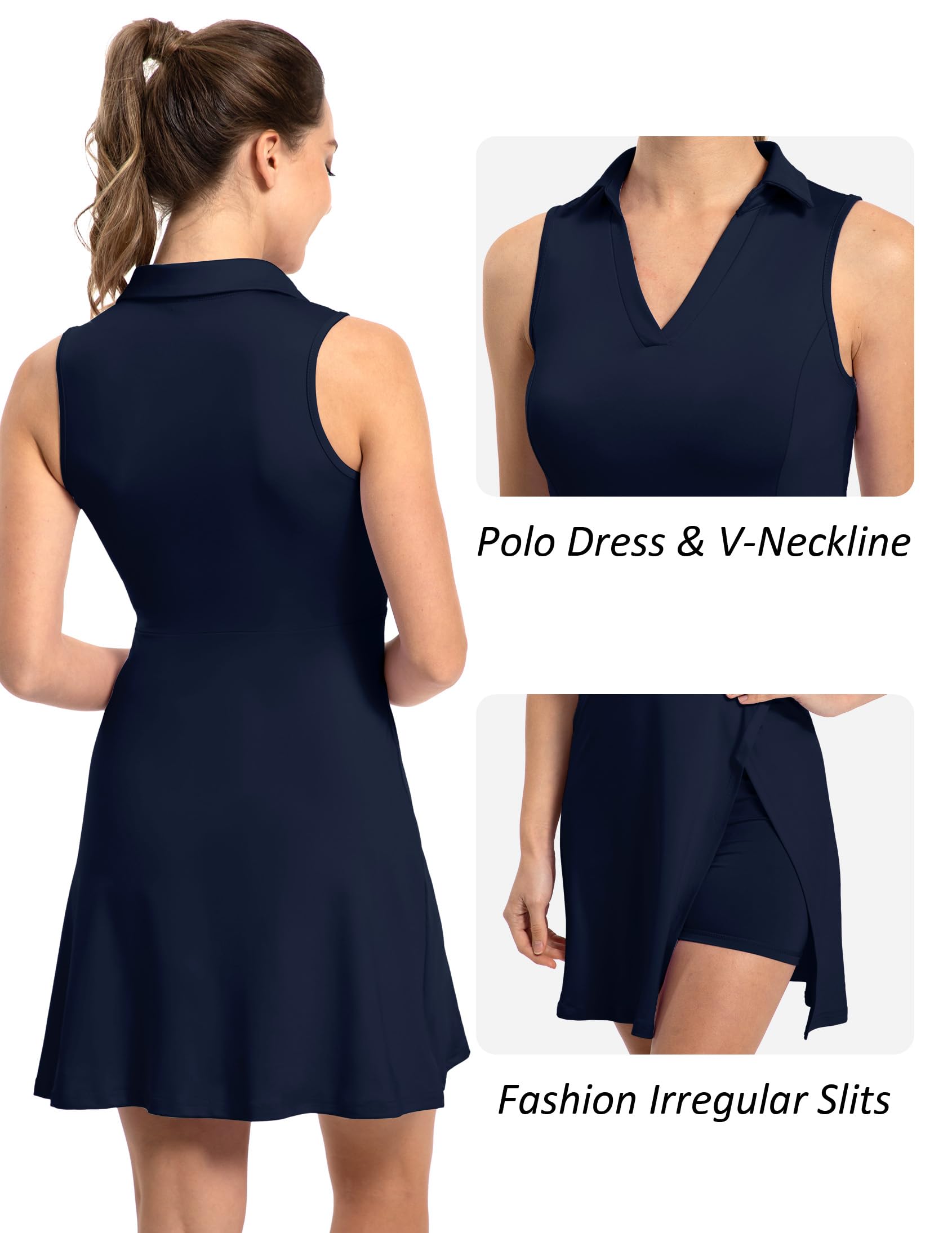 Women's Tennis & Golf Dress with Shorts & Pockets - Lightweight UPF 50+ Athletic Two-Piece Polo Dress for Summer Sports | Perfect for Tennis Matches, Golf Outings & Outdoor Activities