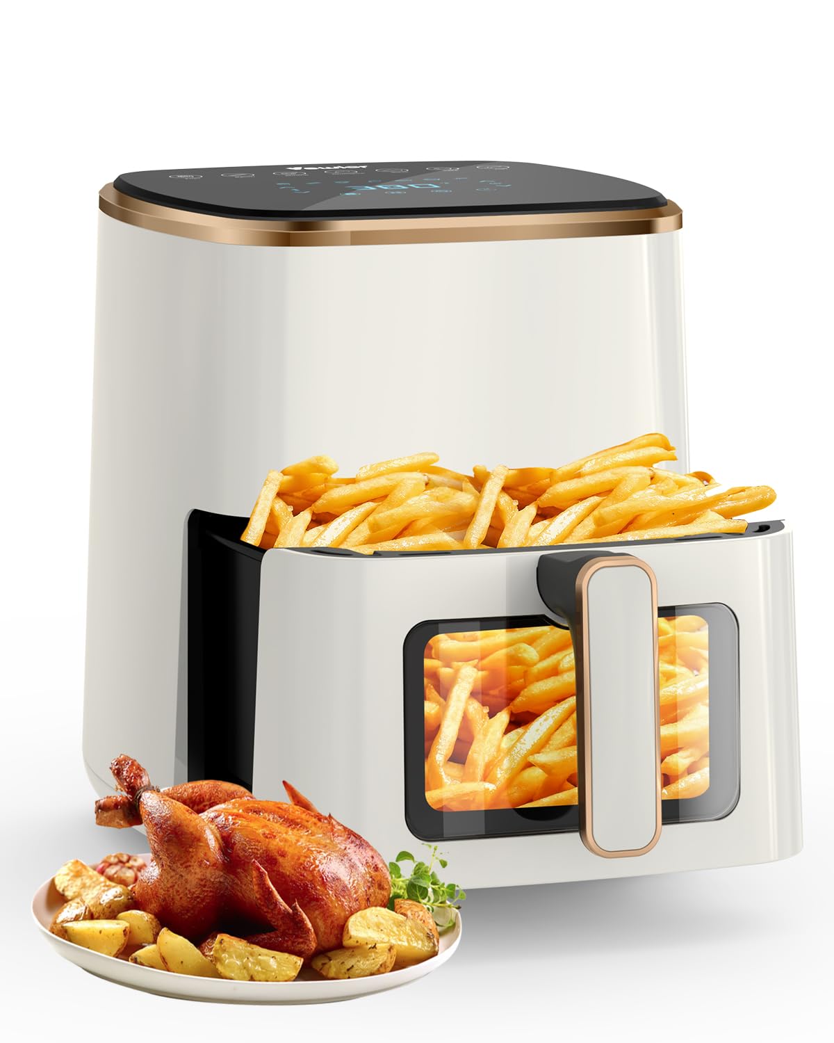 VEWIOR 5.3Qt Air Fryer with Viewing Window - 7 Presets, Digital Touchscreen, Non-Stick & Dishwasher Safe Basket - Perfect for Healthy Frying, Roasting, Baking & Reheating Food in Your Kitchen