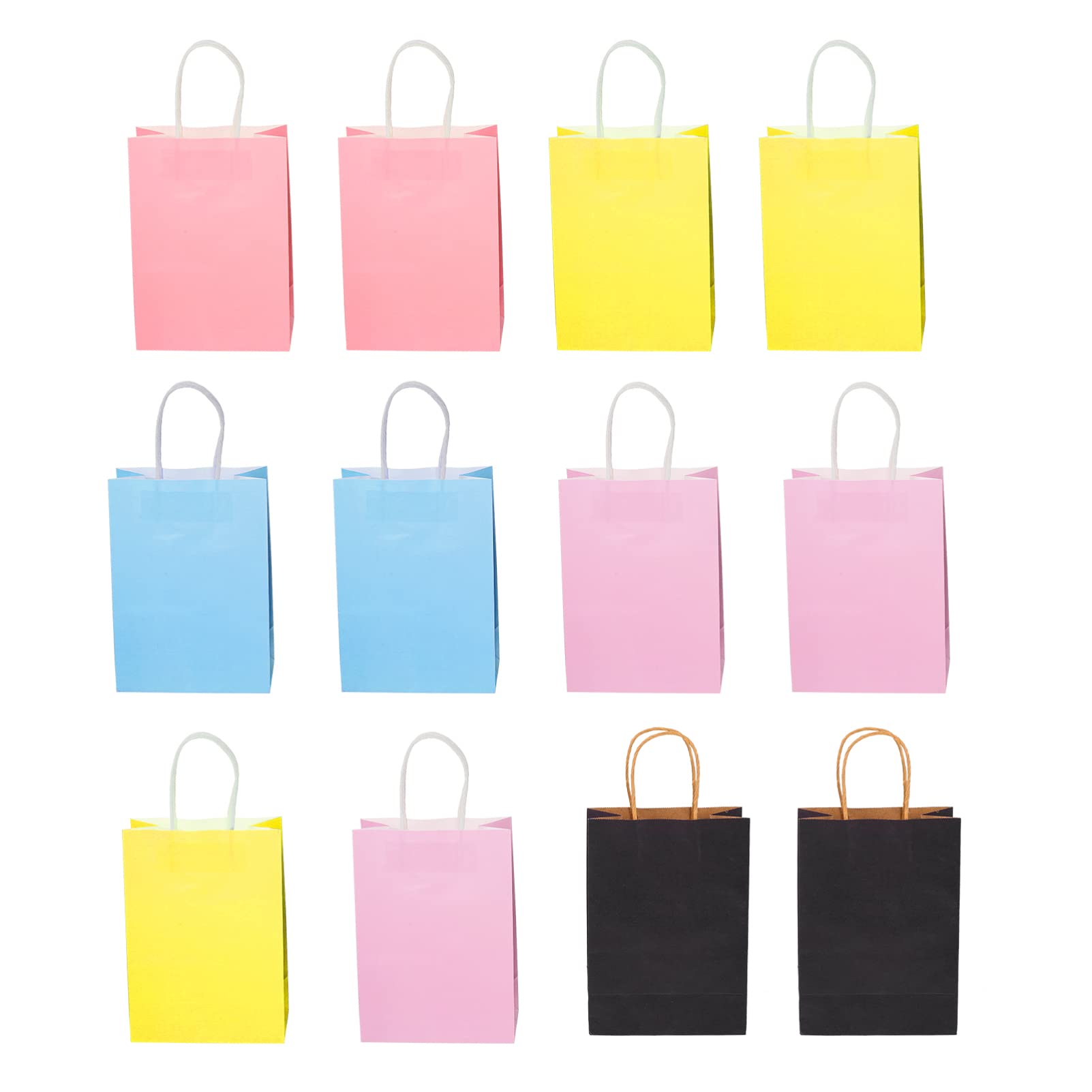 Operitacx 12-Pack Eco-Friendly Paper Takeout Bags - Reusable Grocery Shopping Tote Bags for Restaurants, Bakeries & Retail Stores (Assorted Colors) - Perfect for Food Delivery, Takeaway Meals & Gift Packaging