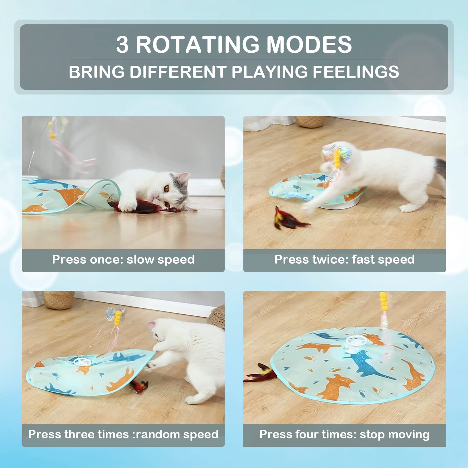 2-in-1 Rechargeable Motion Activated Interactive Cat Toys for Indoor Cats - Long Lasting Motorized Chasing Toy with Butterfly & Feather Wand for Exercise & Play | Perfect for Boredom Relief & Active Playtime