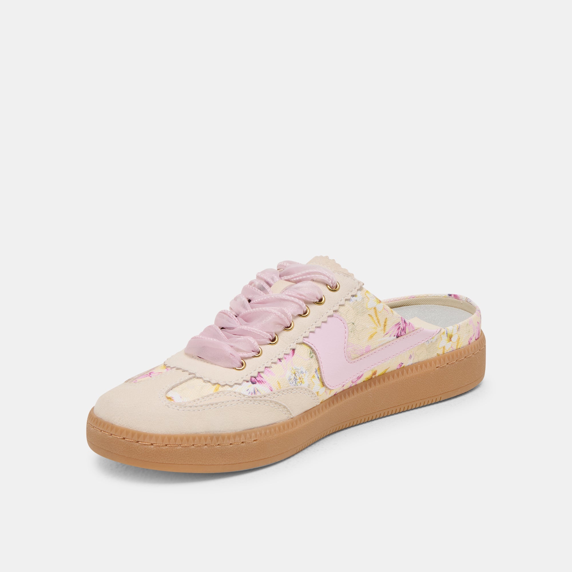 Purple Floral Leather Slide Sneakers for Women - Comfortable Casual Shoes for Summer, Beach, and Home Wear