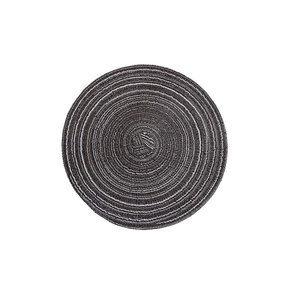 6 Pack Round Woven Placemats - Non-Slip Heat Resistant Washable Kitchen Table Mats (7 Inch, Black) | Perfect for Dining Tables, Breakfast Nooks & Outdoor Picnics