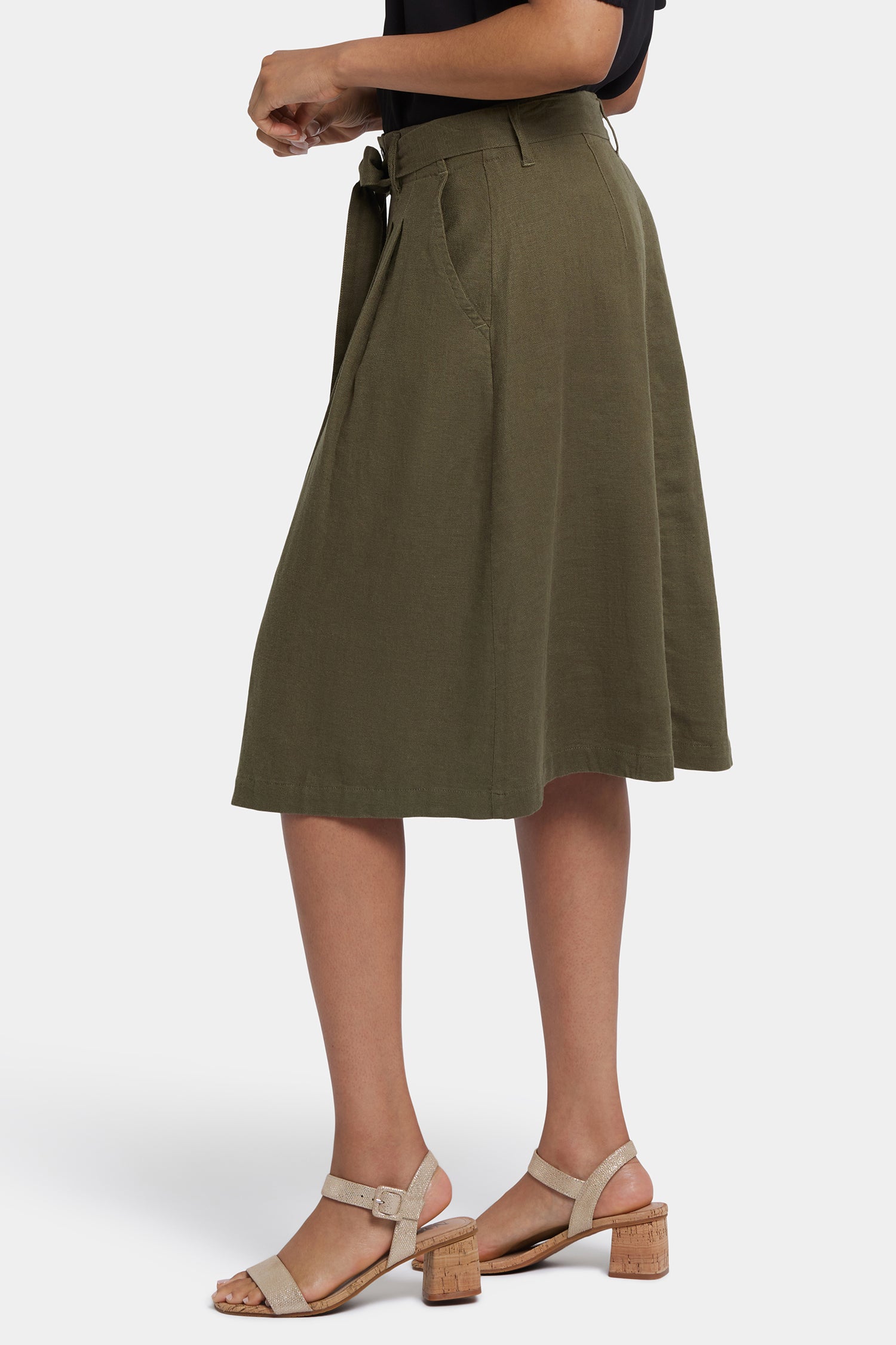 Stylish Button Front Midi Skirt in Bay Leaf Green - Perfect for Office Wear, Casual Outings & Spring Fashion