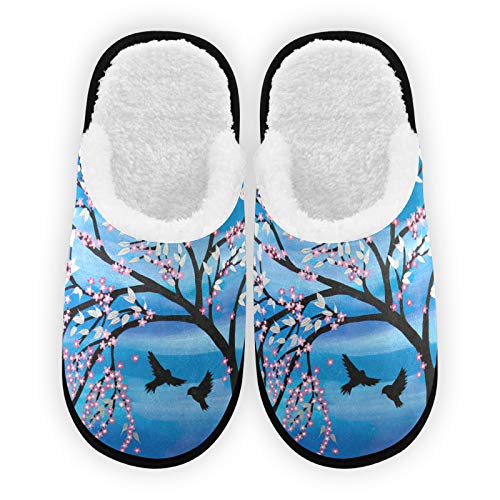 Blooming Flowers Men's & Women's Plush Lined Slippers - Ultra Soft Coral Fleece House Shoes for Indoor/Outdoor Wear - Warm & Comfortable for Home, Spa, and Relaxation