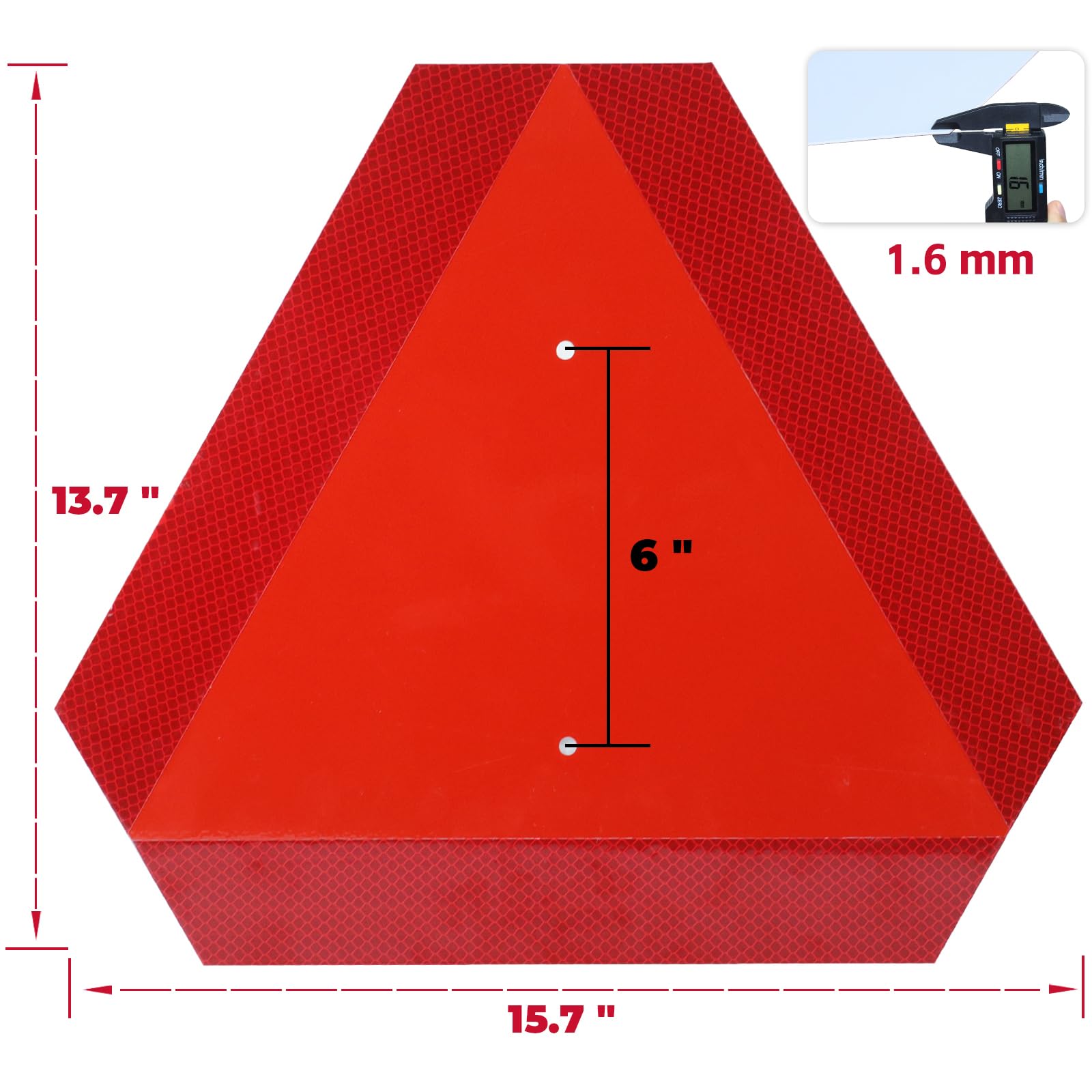 GELASKA Slow Moving Vehicle Sign with Mounting Brackets - Reflective Aluminum Triangle Safety Sign for Golf Carts, UTVs, Tractors & Horse Carriages - Includes 1 Sign, 1 Bracket, 4 Bolts & Nuts - Perfect for Farm Equipment, Road Safety & Low-Speed Vehicles